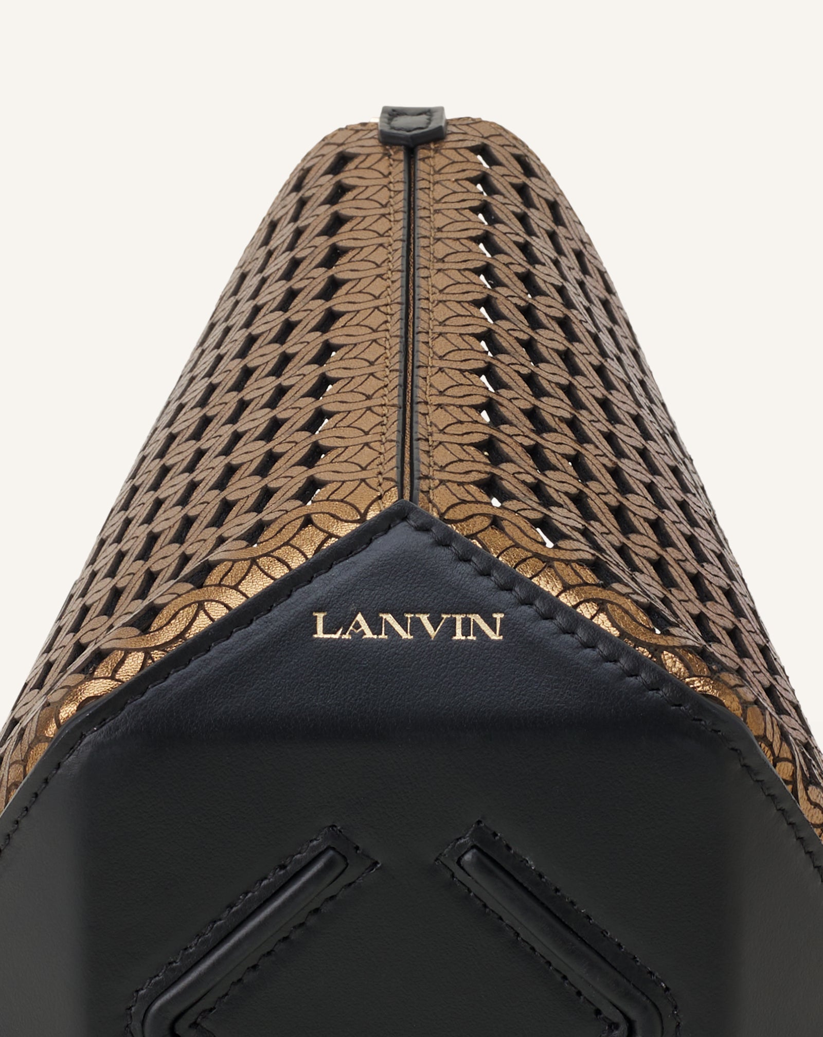 SILVER CATCH BY LANVIN NANO BUCKET BAG IN SHINY LEATHER