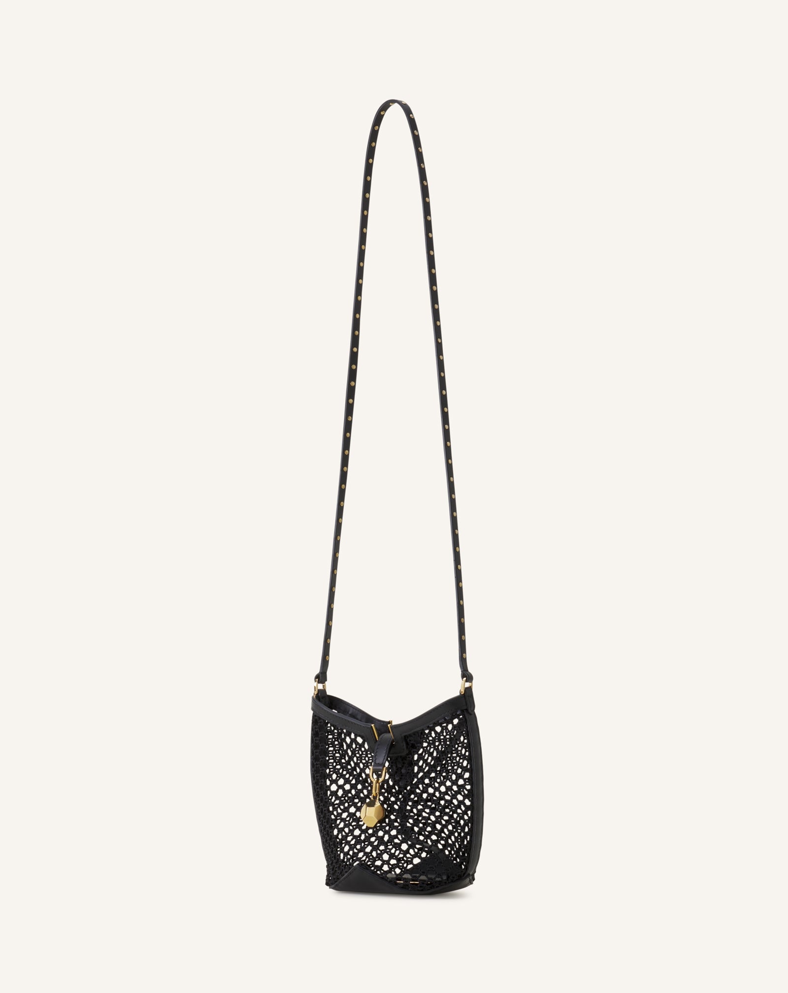 WHITE CATCH BY LANVIN SMALL BUCKET BAG IN MESH
