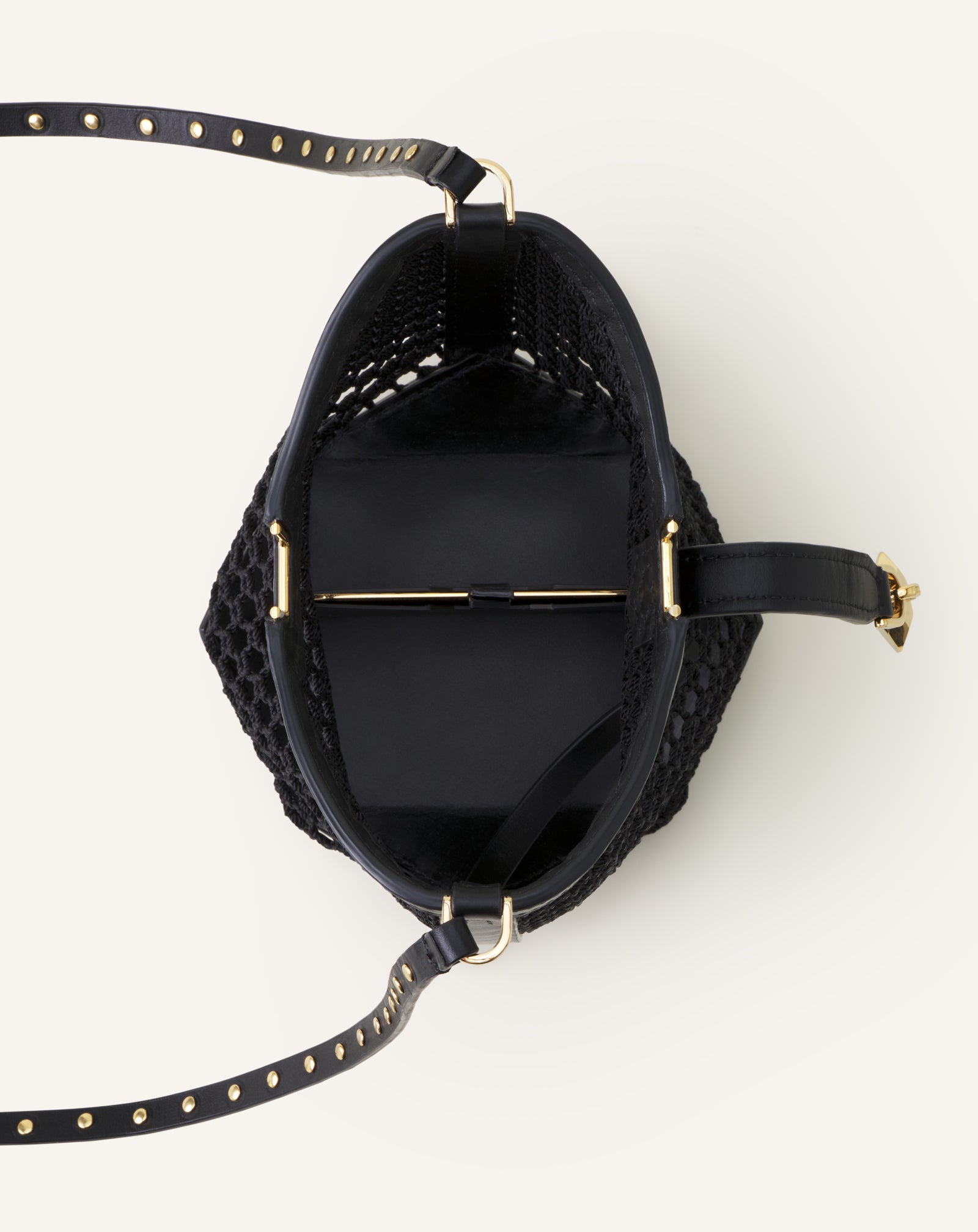 WHITE CATCH BY LANVIN NANO BUCKET BAG IN MESH