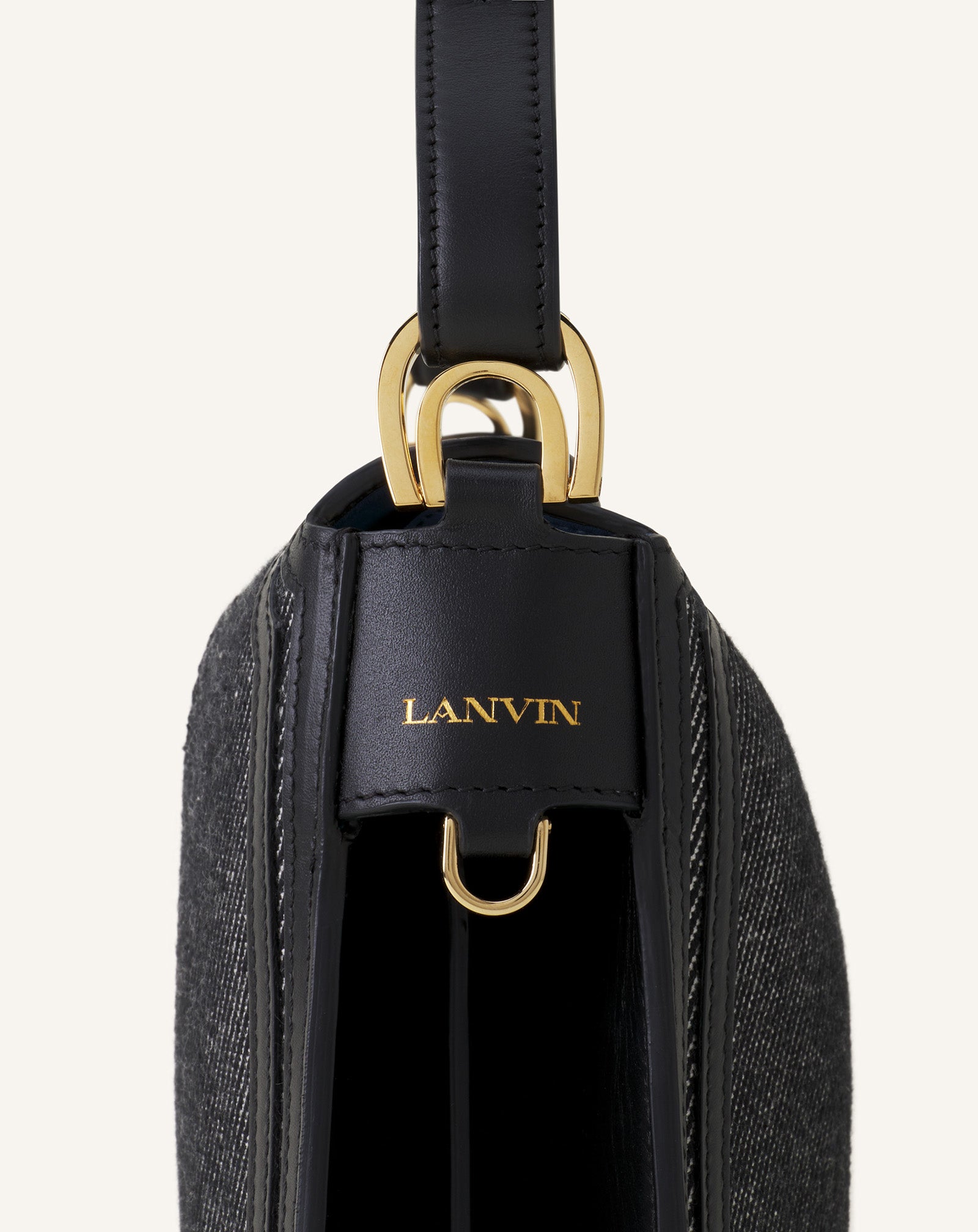 GREY COMPAGNON BAG IN STRIPED CANVAS