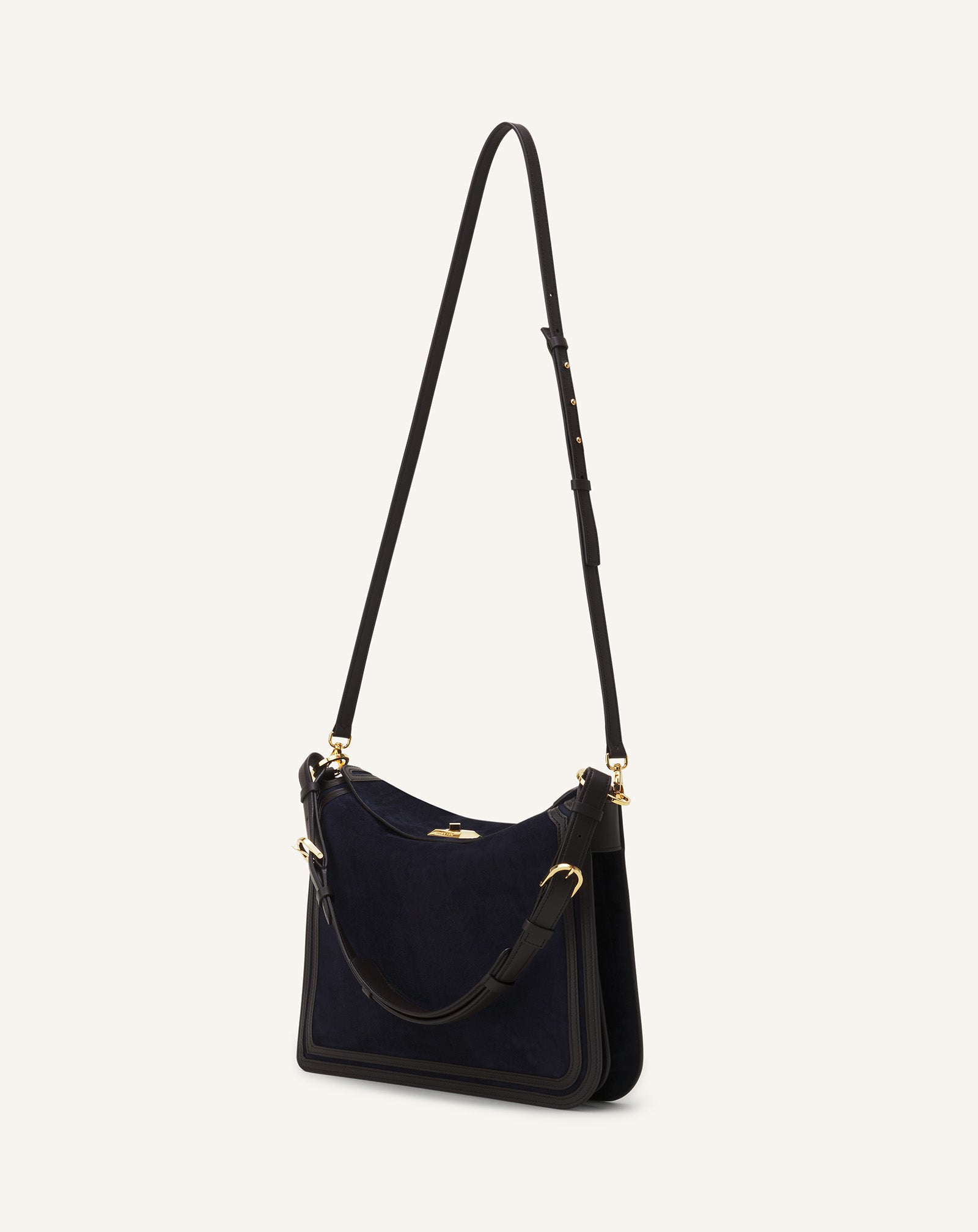 ASYMMETRICAL SUEDE COMPAGNON BAG