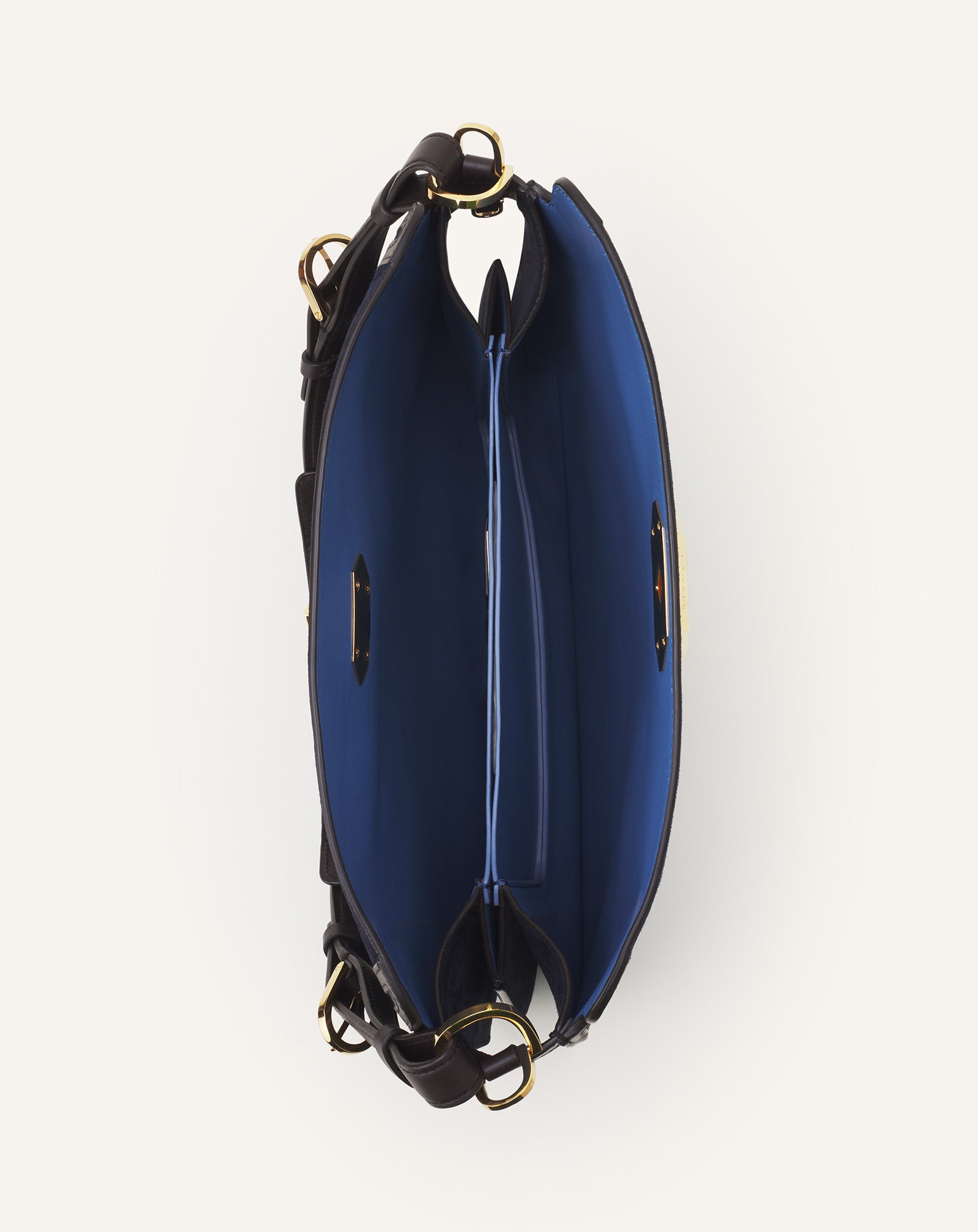 BLUE COMPAGNON ASYMMETRICAL BAG IN SUEDE