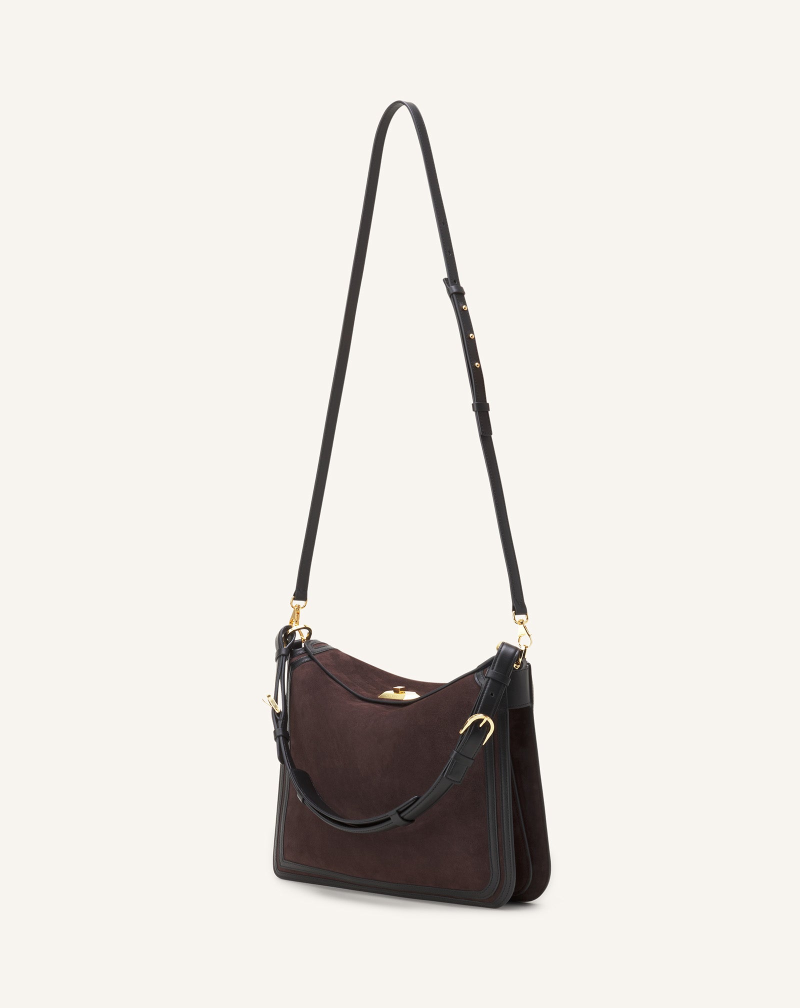 ASYMMETRICAL SUEDE COMPAGNON BAG
