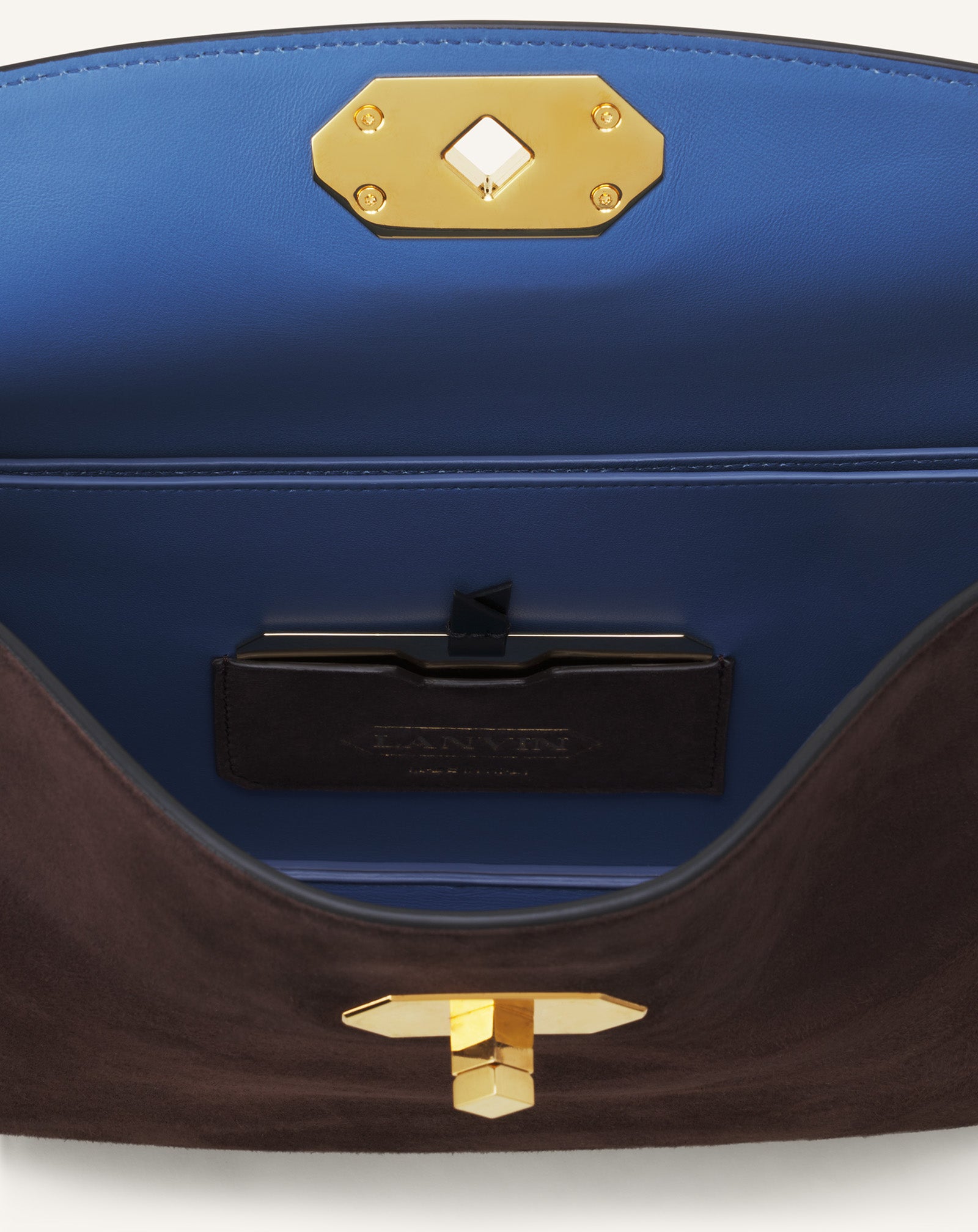 BROWN COMPAGNON ASYMMETRICAL BAG IN SUEDE