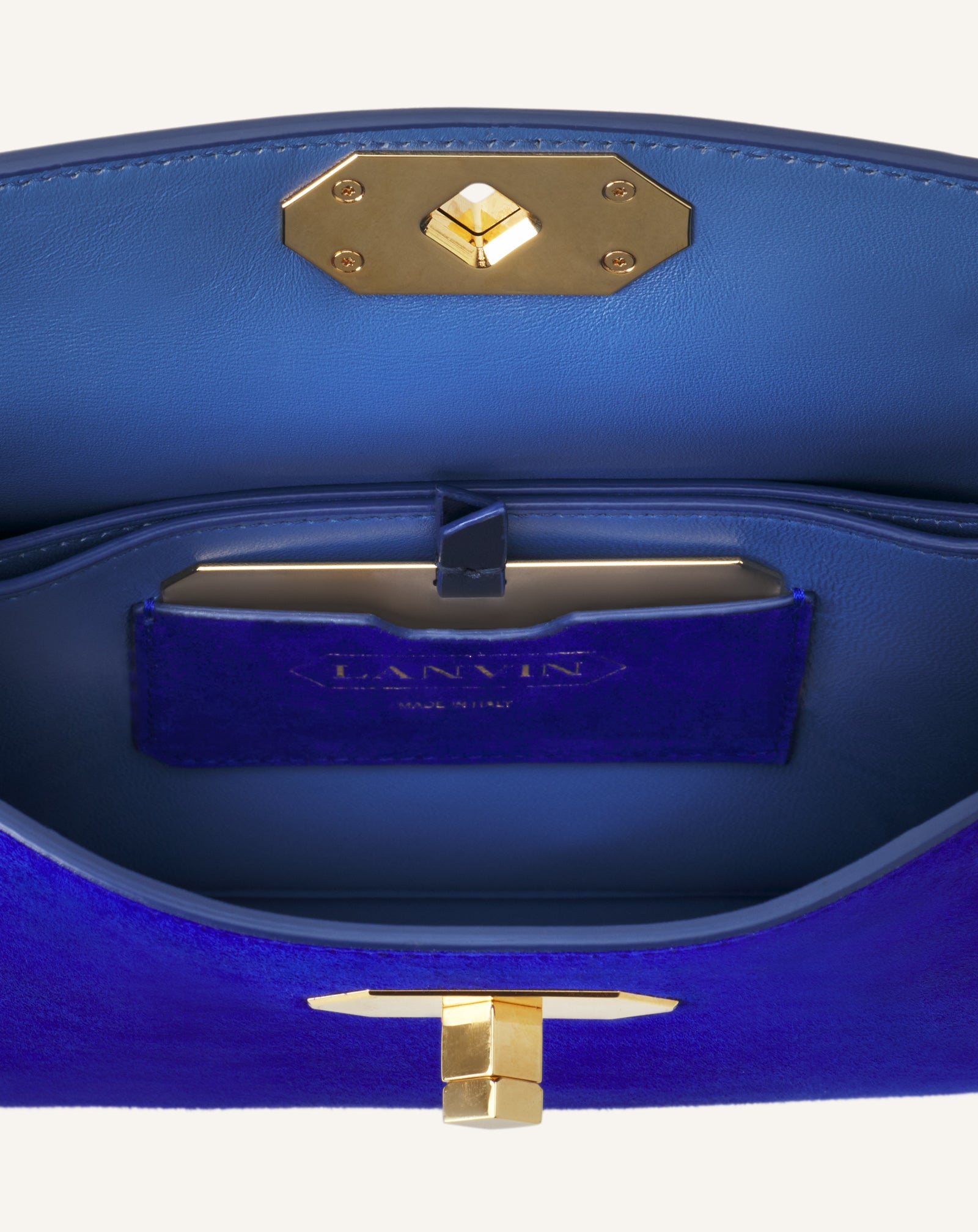 BLUE COMPAGNON SMALL ASYMMETRICAL BAG IN PYTHON FINISHING