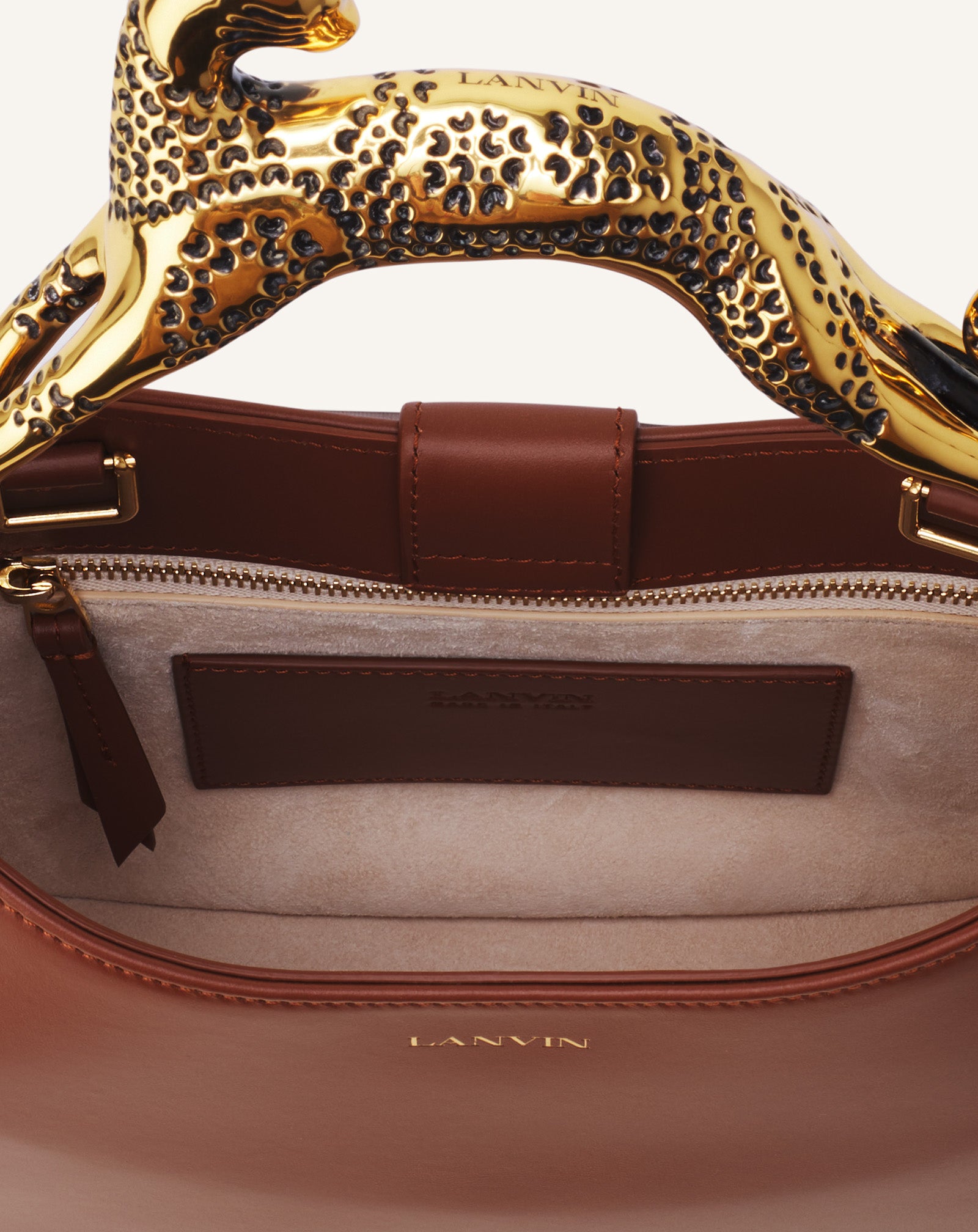 BROWN HOBO CAT LEATHER BAG