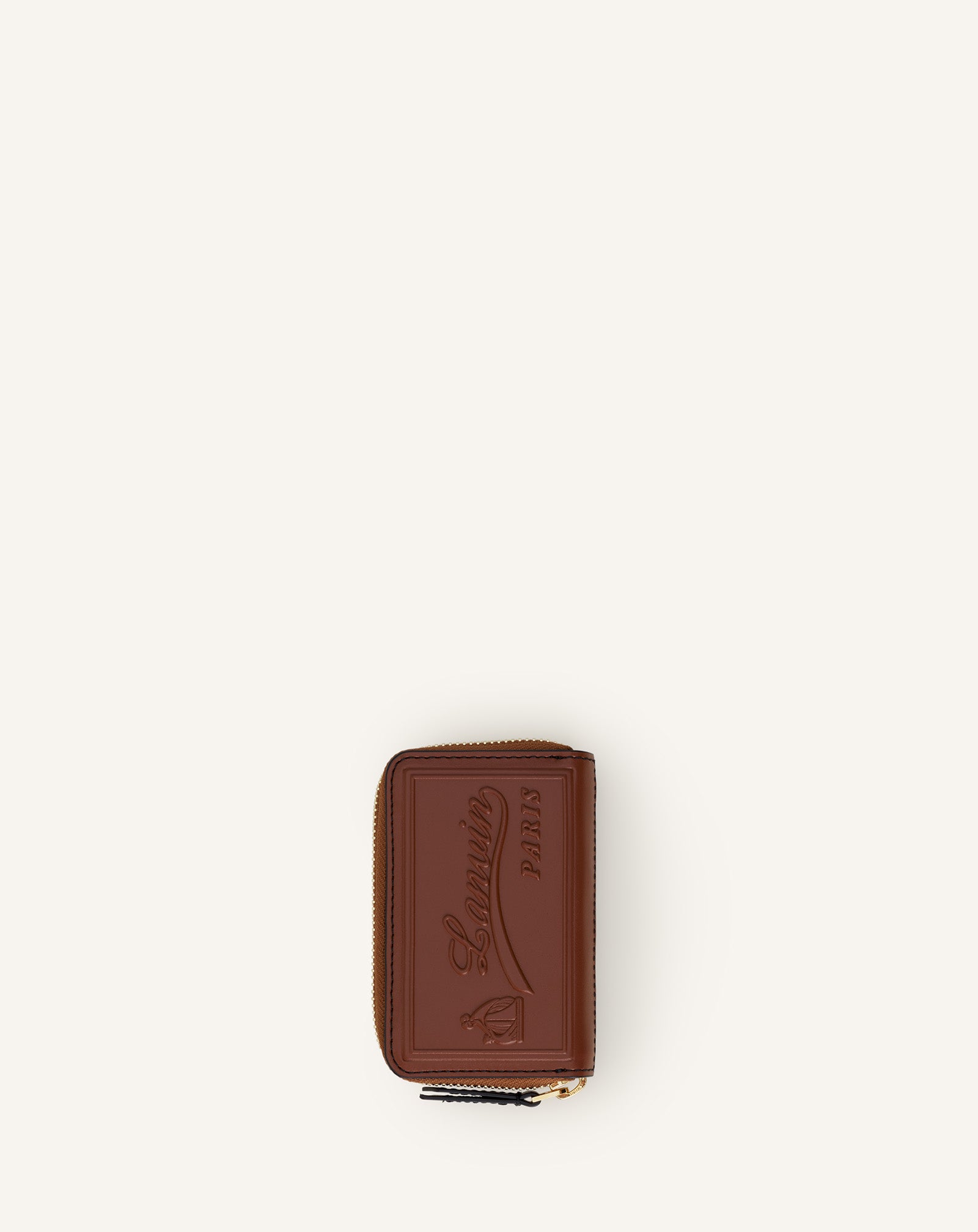 BROWN CATCH BY LANVIN ZIPPED LEATHER CARDHOLDER