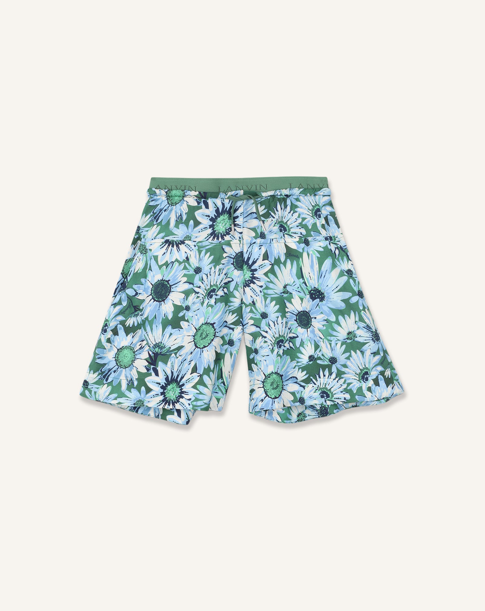 GREEN PRINTED BERMUDA SHORTS