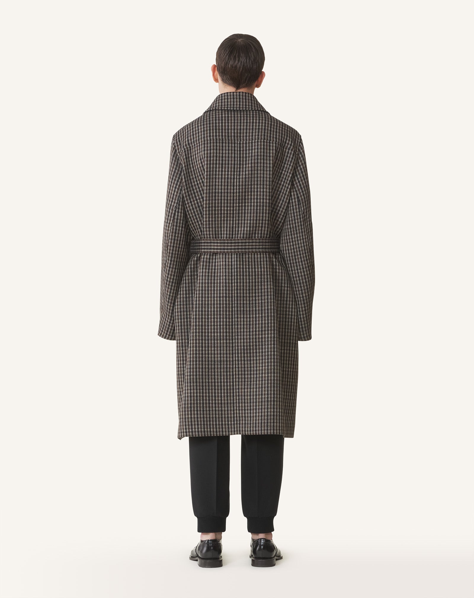 CHECKED WOOL CAR COAT