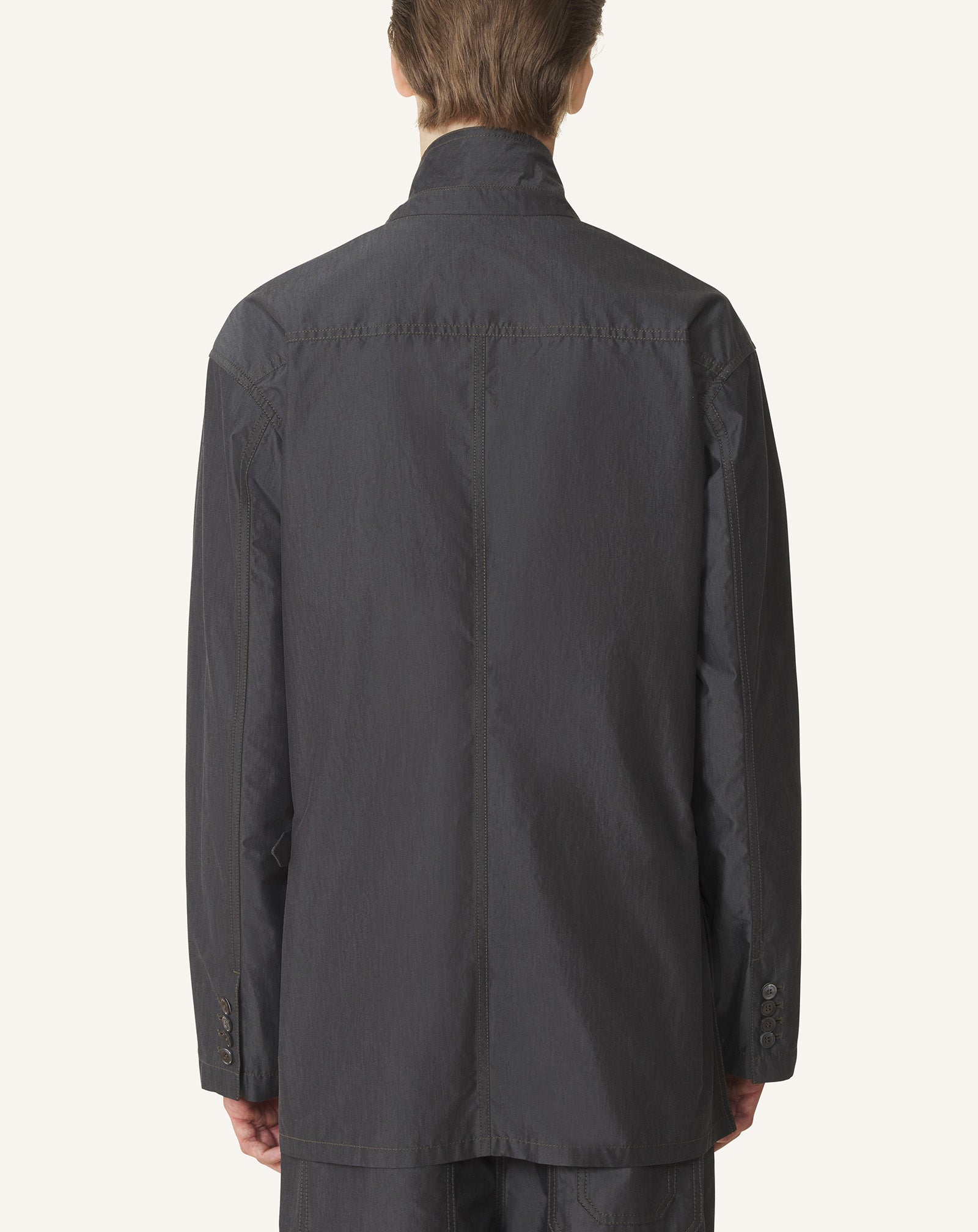 BLACK LOOSE-FIT CHAMBRAY JACKET