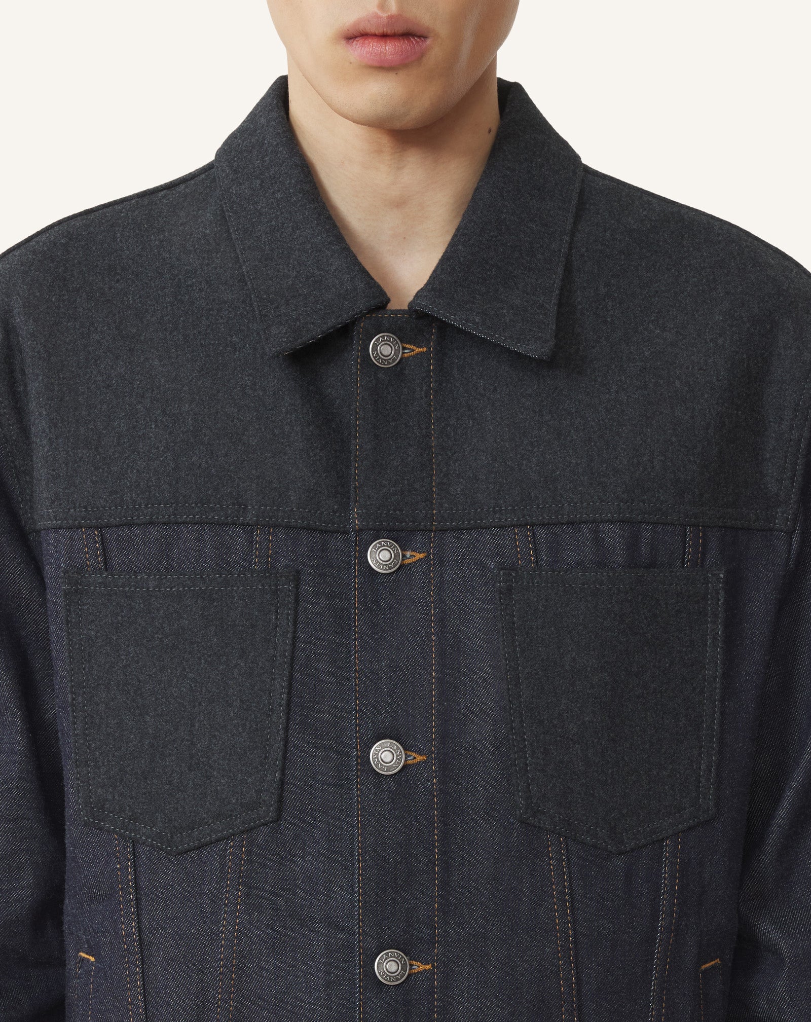 BLUE CLASSIC JACKET IN DENIM AND WOOL FLANNEL