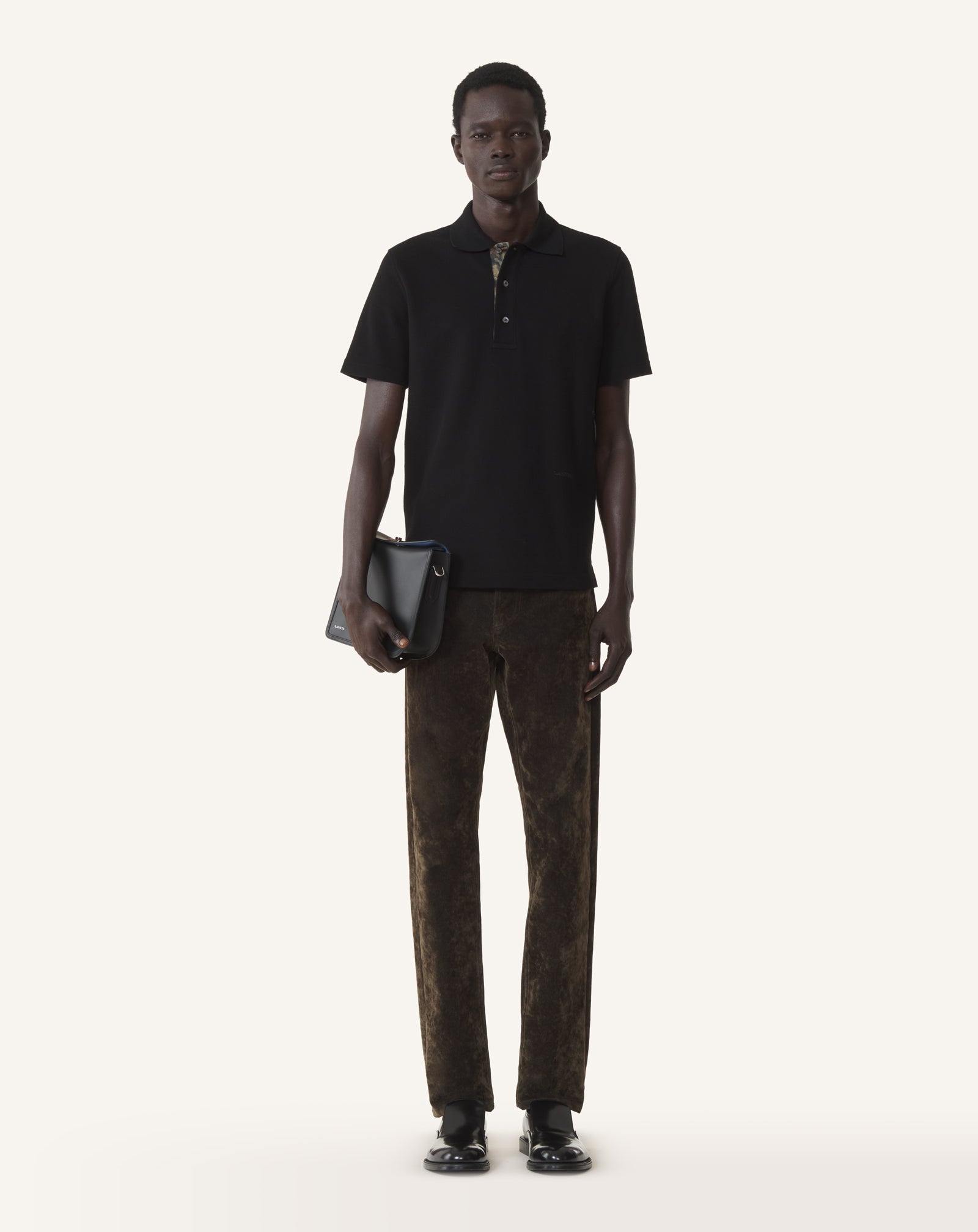BLACK POLO SHIRT IN PIQUE COTTON