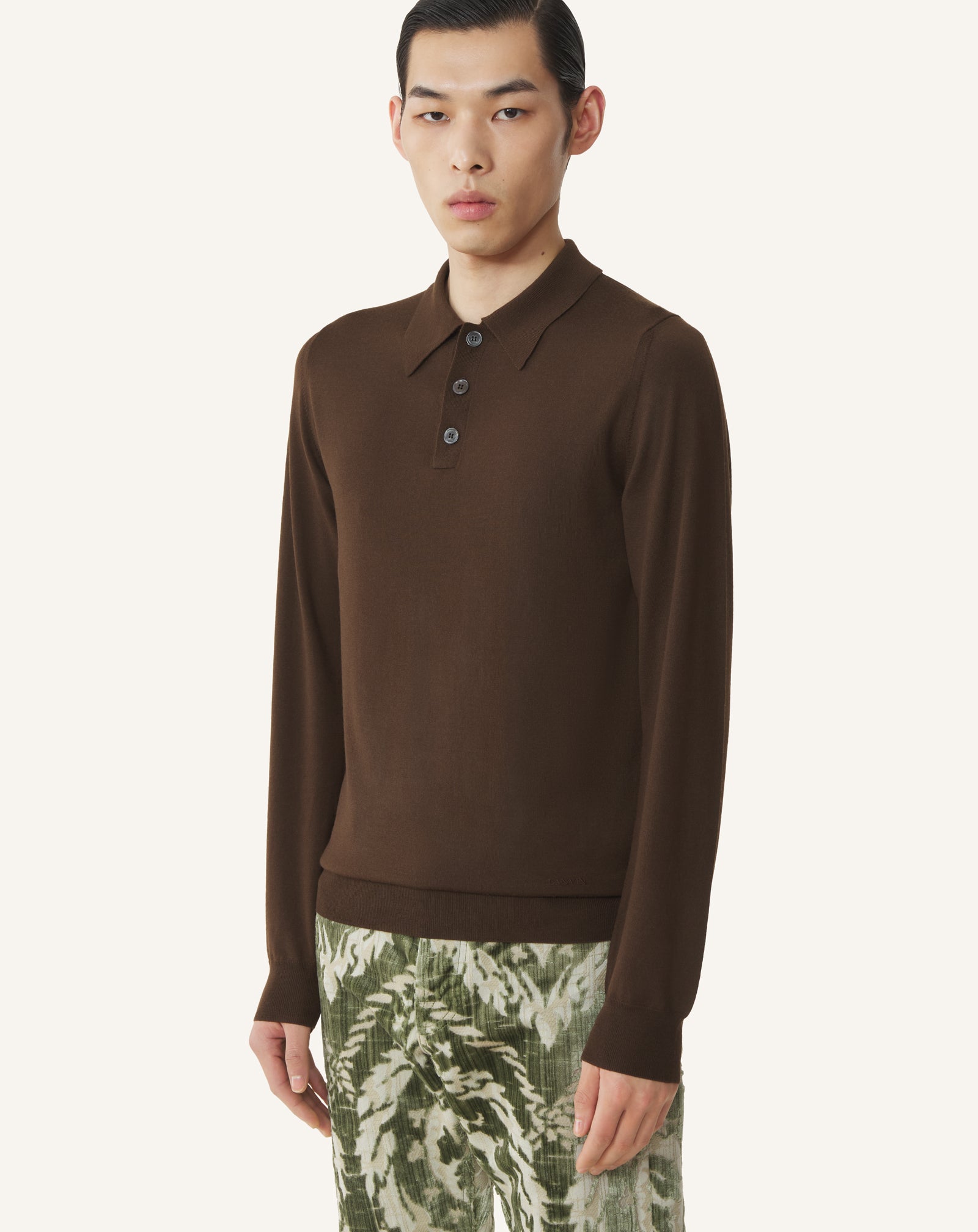 BLACK CLASSIC POLO SHIRT IN MERINO WOOL