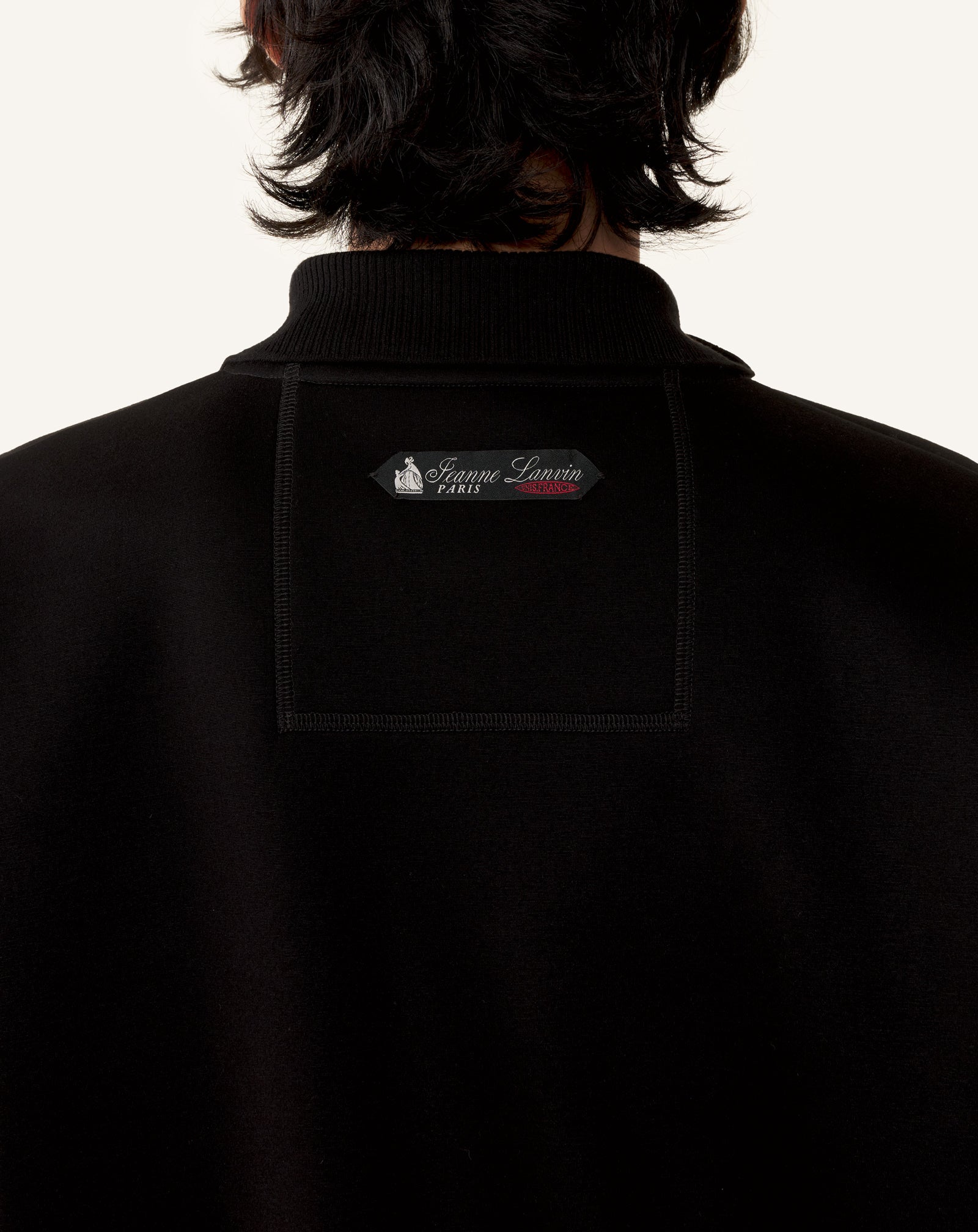 BLACK LOOSE-FIT DOUBLE-FACE JERSEY POLO SHIRT