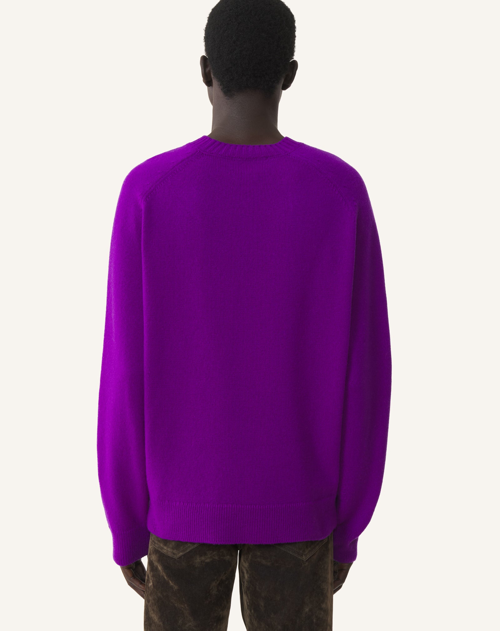 PURPLE STRAIGHT-CUT SWEATER IN CASHMERE