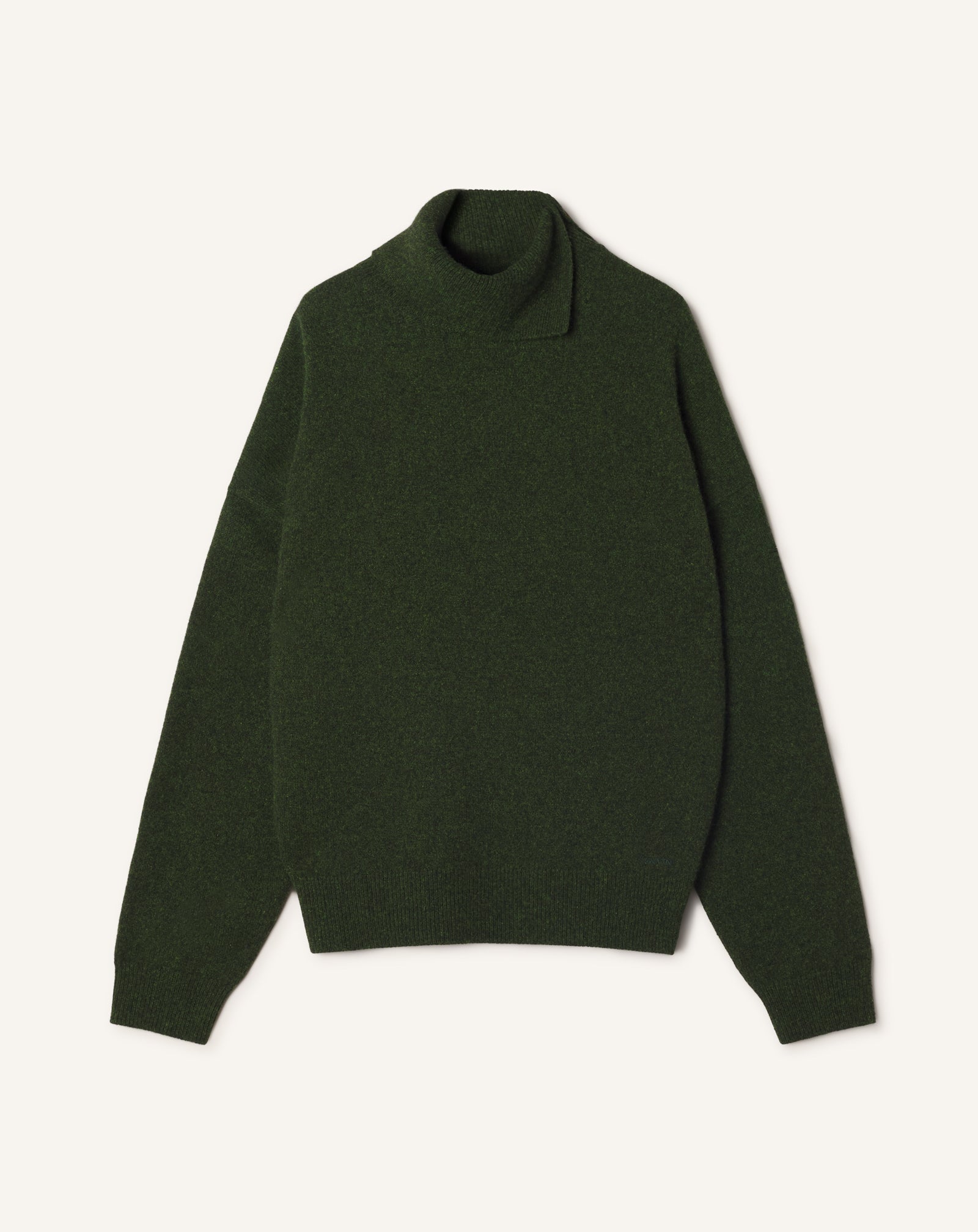GREEN BUTTON-NECK SWEATER IN CASHMERE