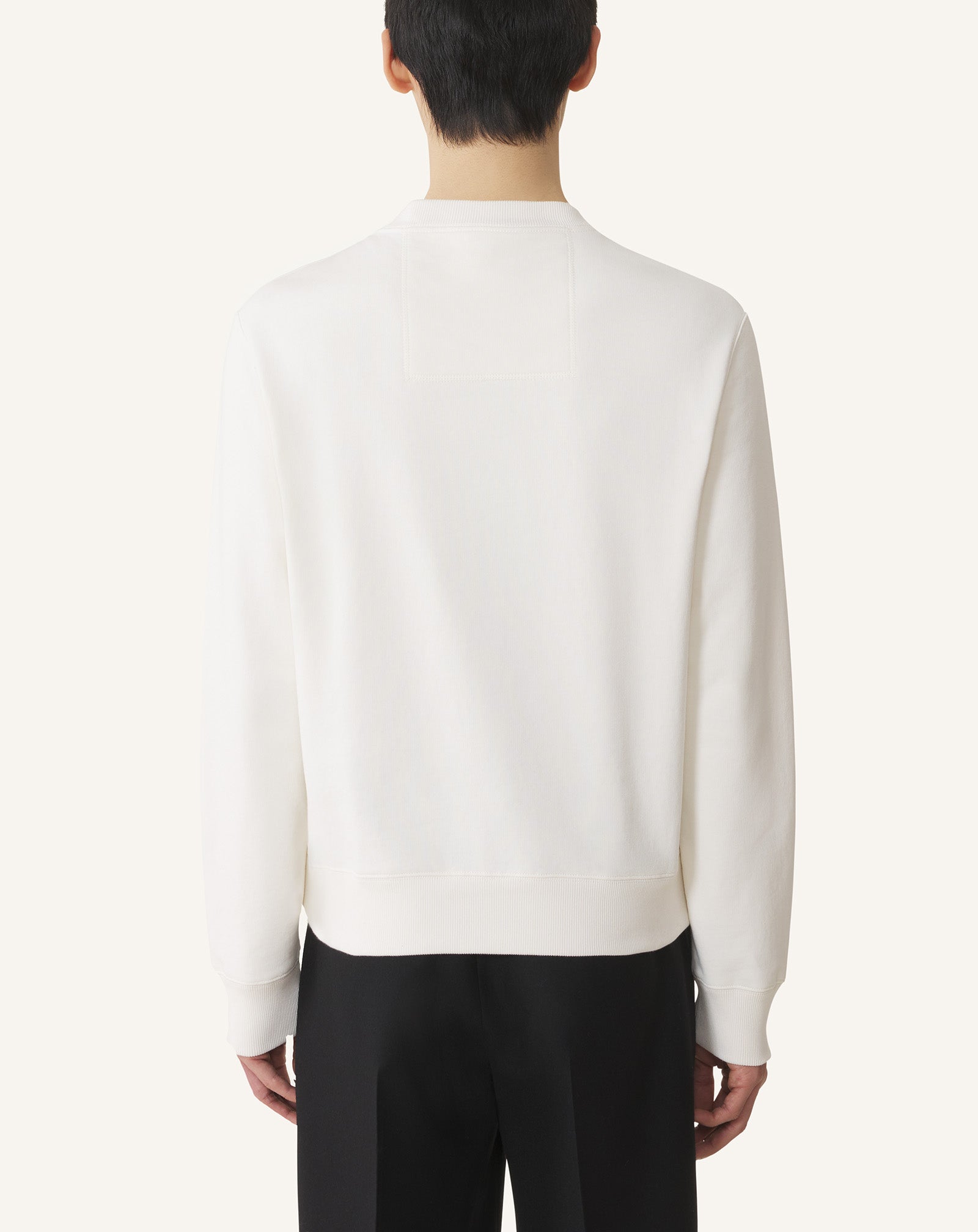 WHITE LANVIN EMBROIDERED COTTON SWEATSHIRT