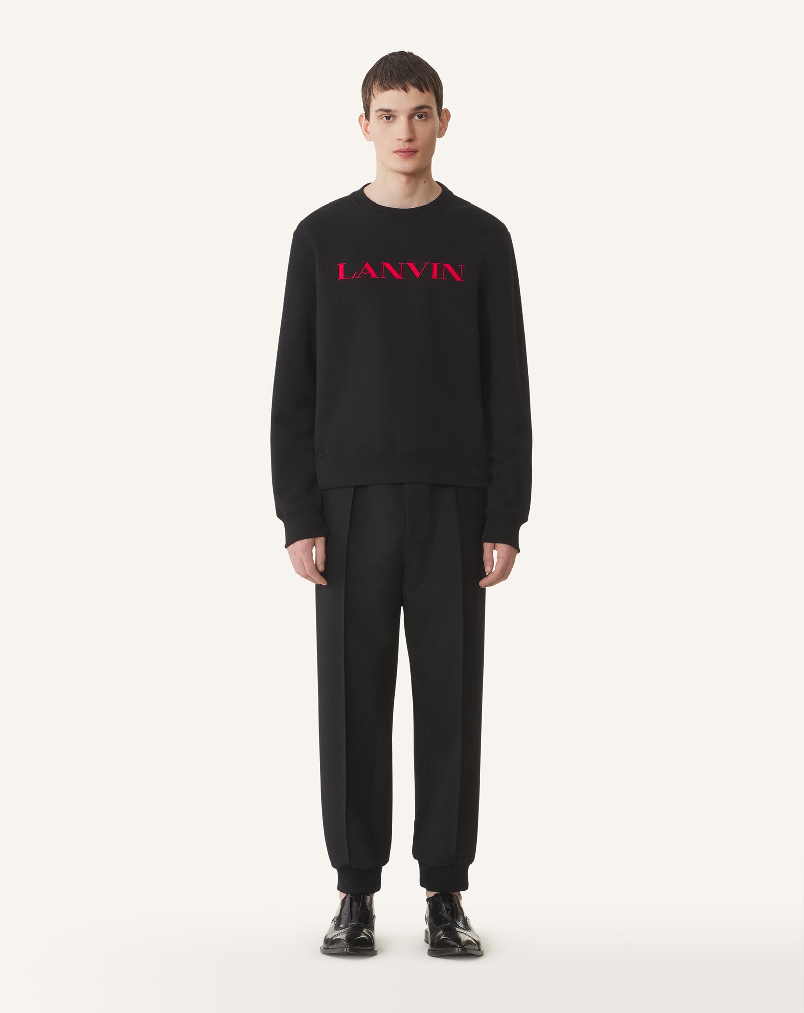 BLACK LANVIN EMBROIDERED COTTON SWEATSHIRT