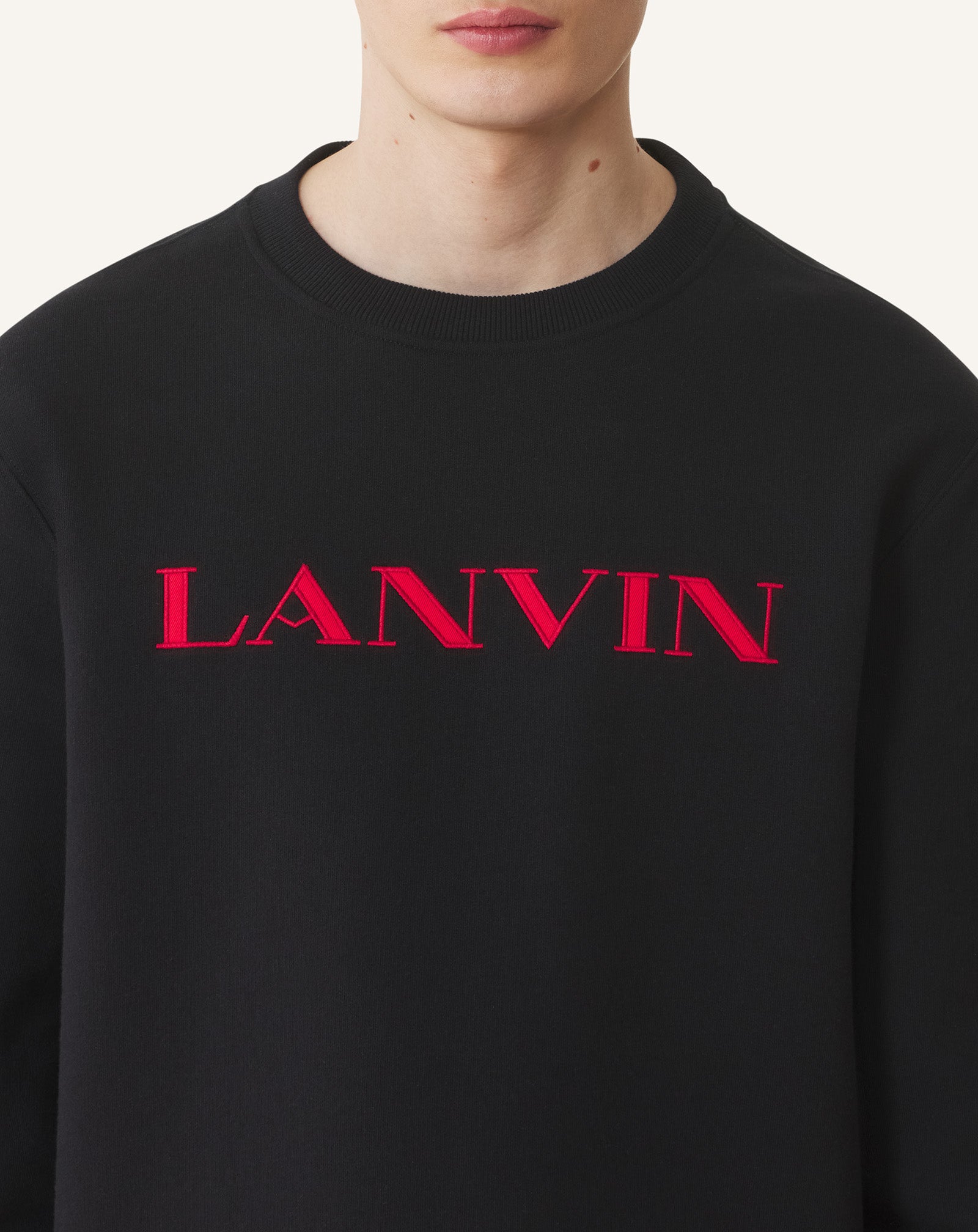 BLACK LANVIN EMBROIDERED COTTON SWEATSHIRT