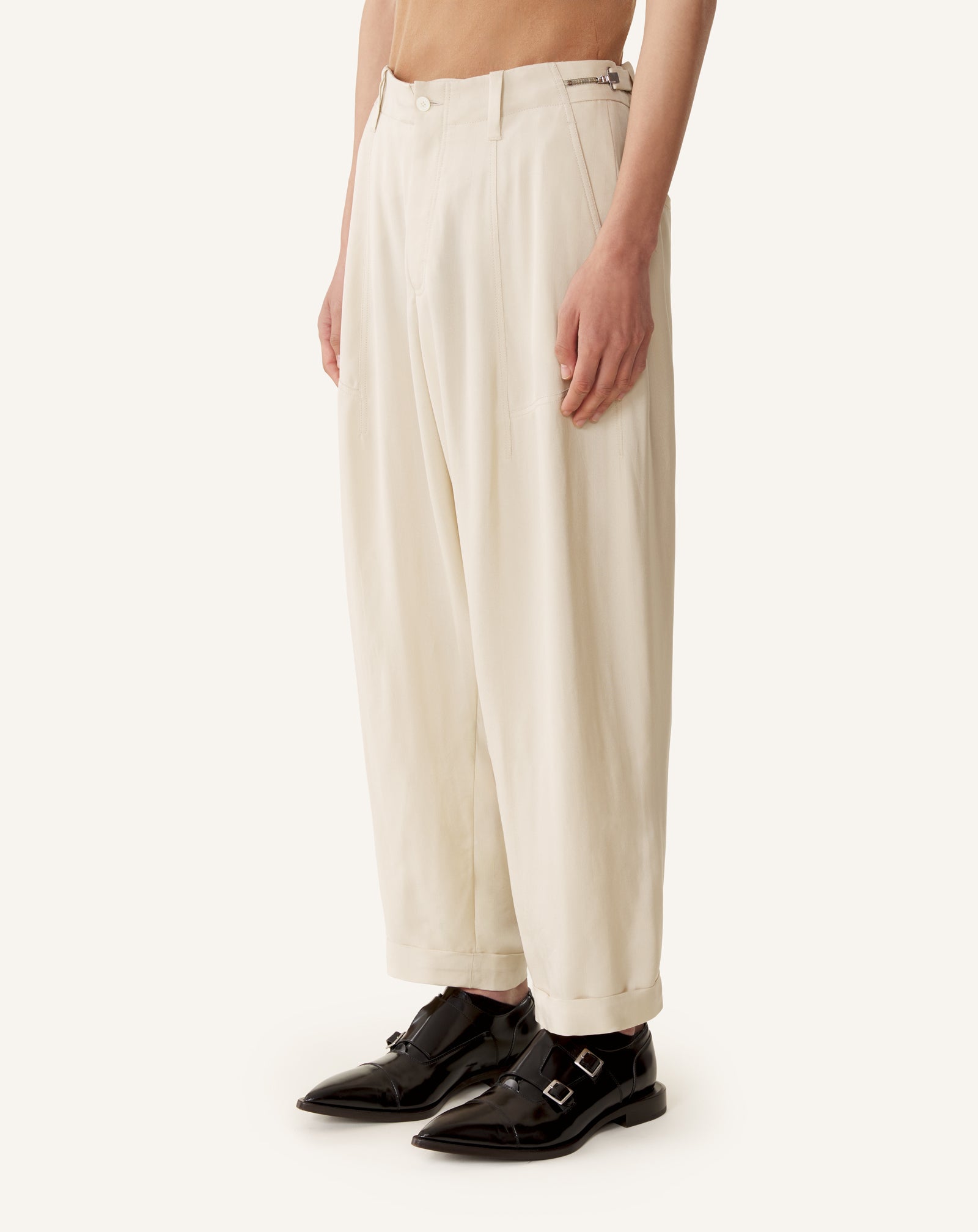 WHITE LOOSE-FIT PANTS IN VISCOSE