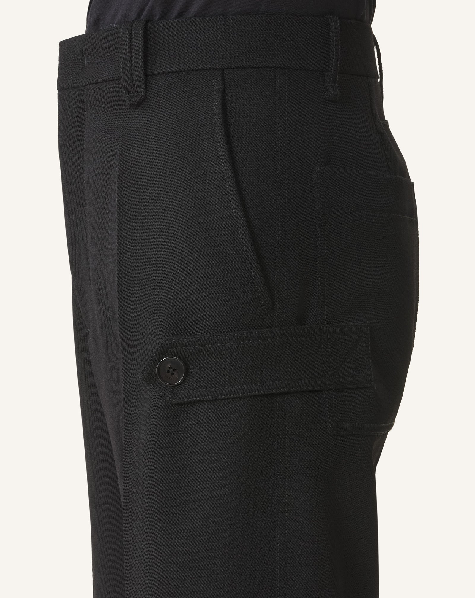 BLACK LIGHT WOOL CHINO PANTS