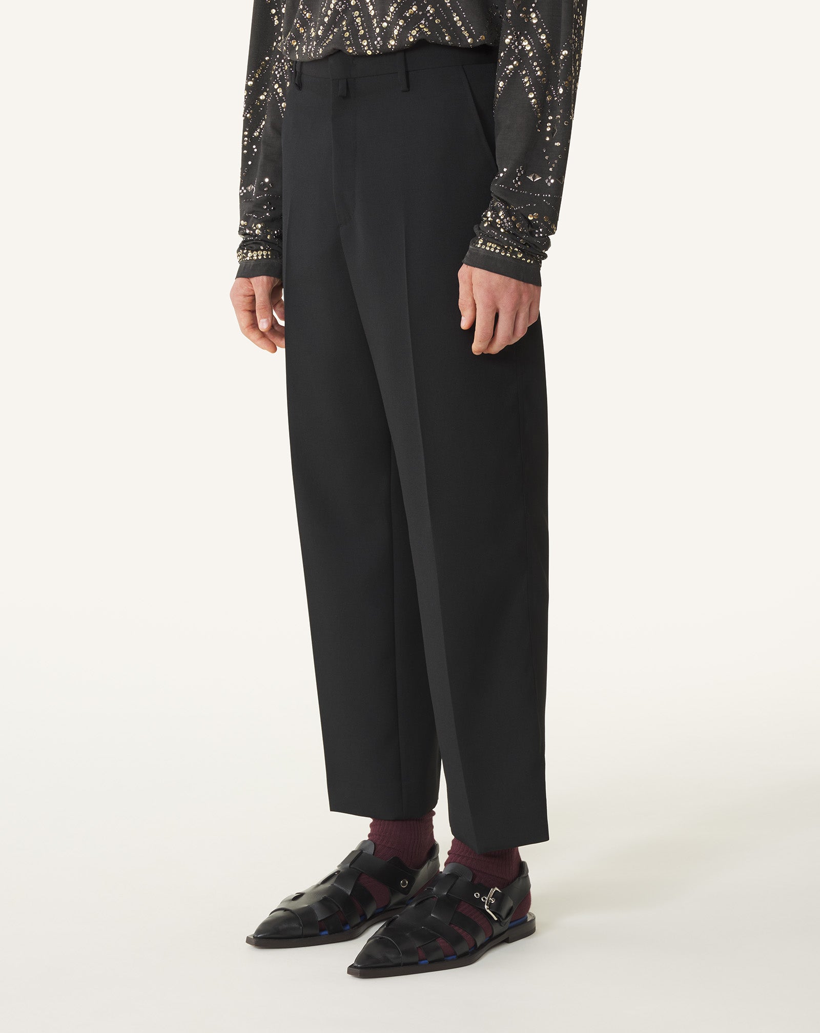 STRAIGHT-LEG WOOL PANTS