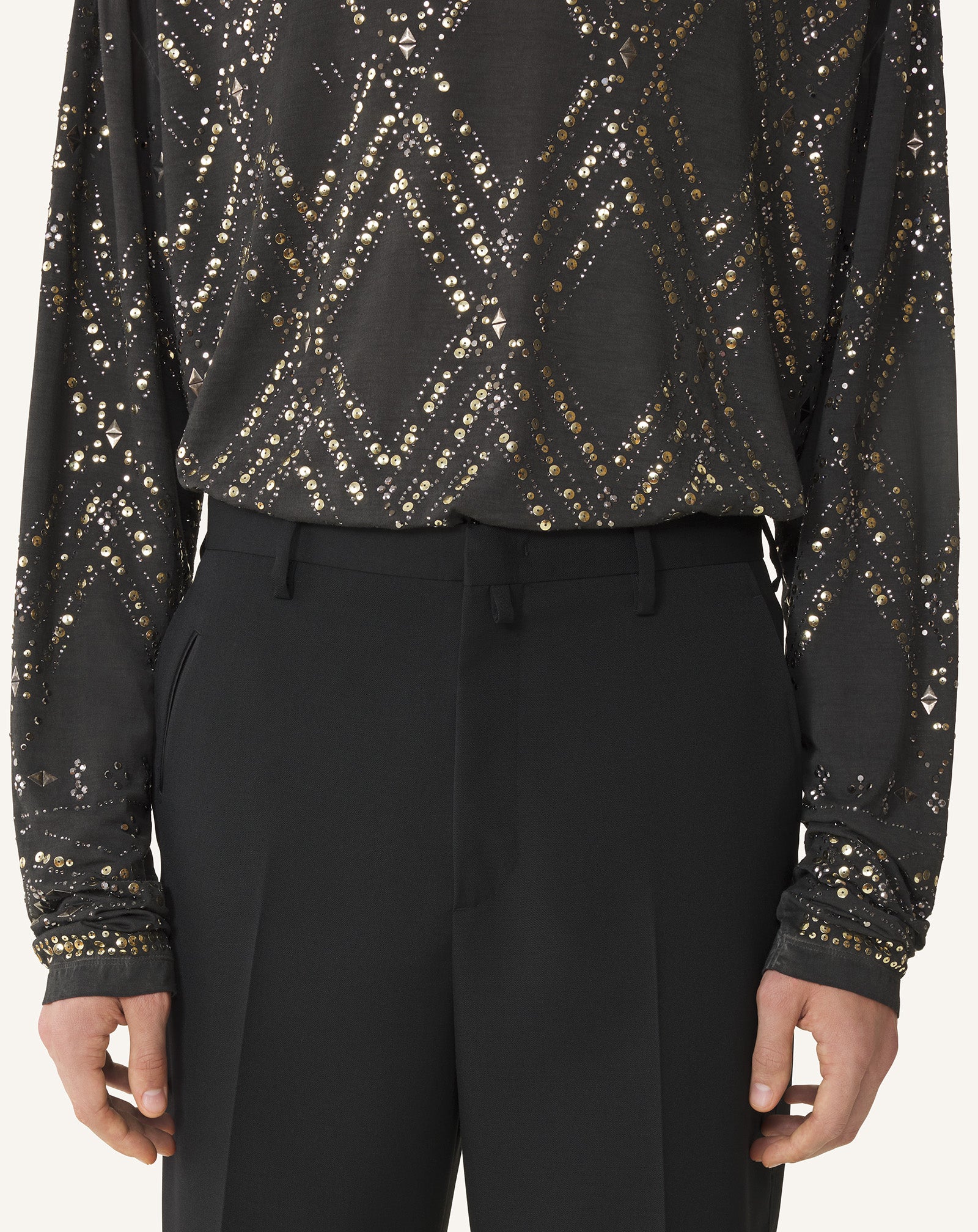 STRAIGHT-LEG WOOL PANTS