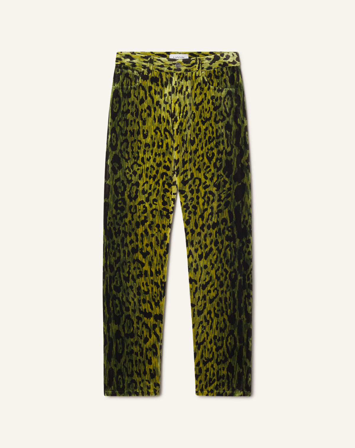 GREEN BEVILACQUA STRAIGHT-LEG TROUSERS IN LEOPARD VELVET
