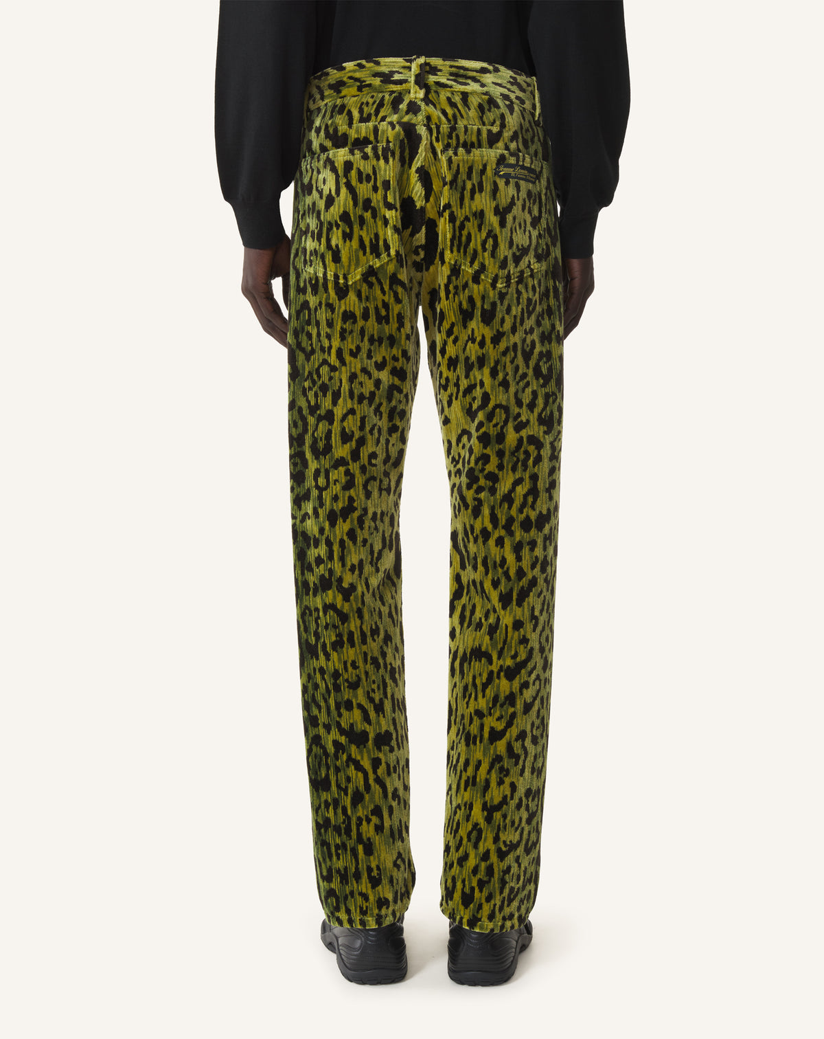 GREEN BEVILACQUA STRAIGHT-LEG TROUSERS IN LEOPARD VELVET