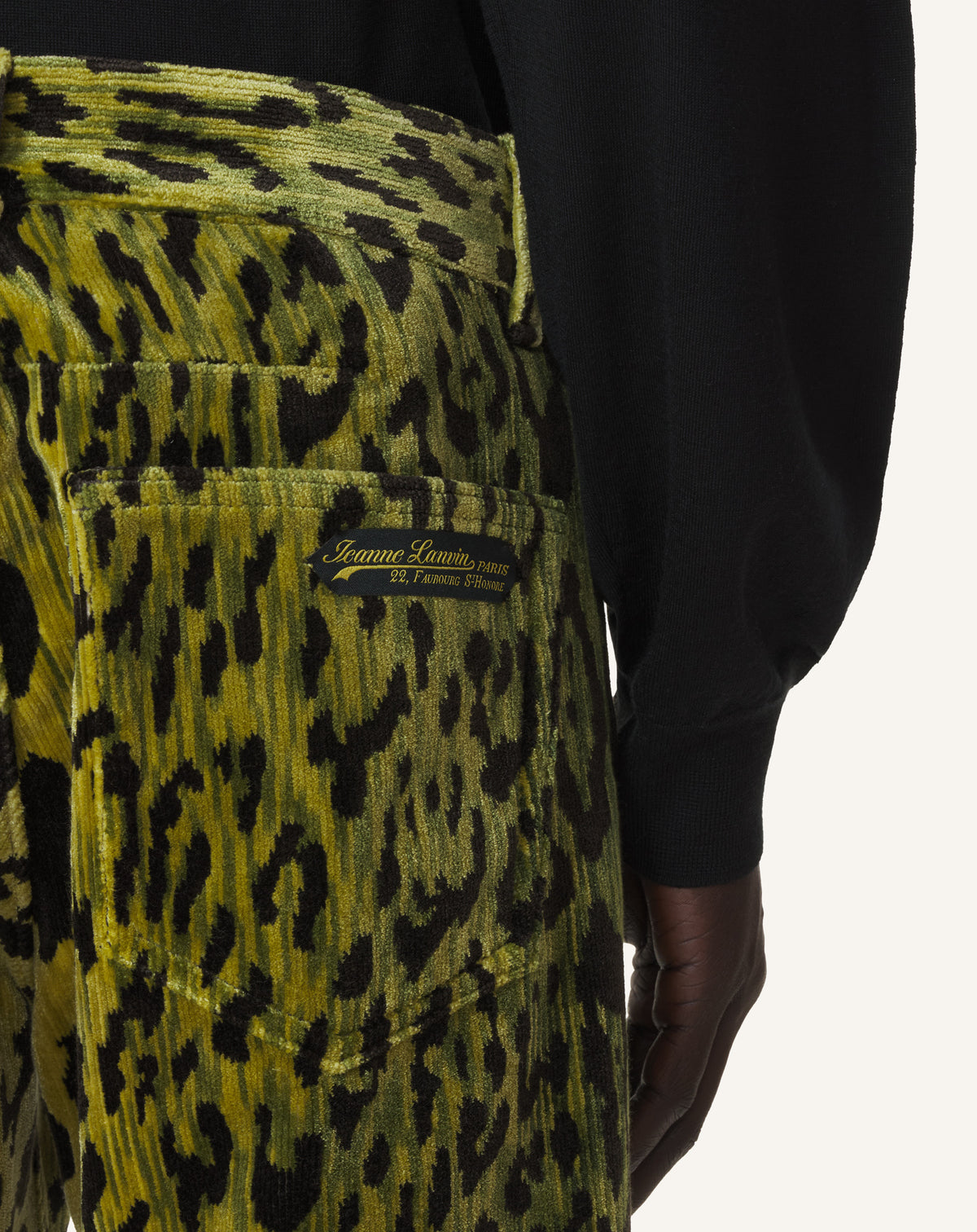 GREEN BEVILACQUA STRAIGHT-LEG TROUSERS IN LEOPARD VELVET