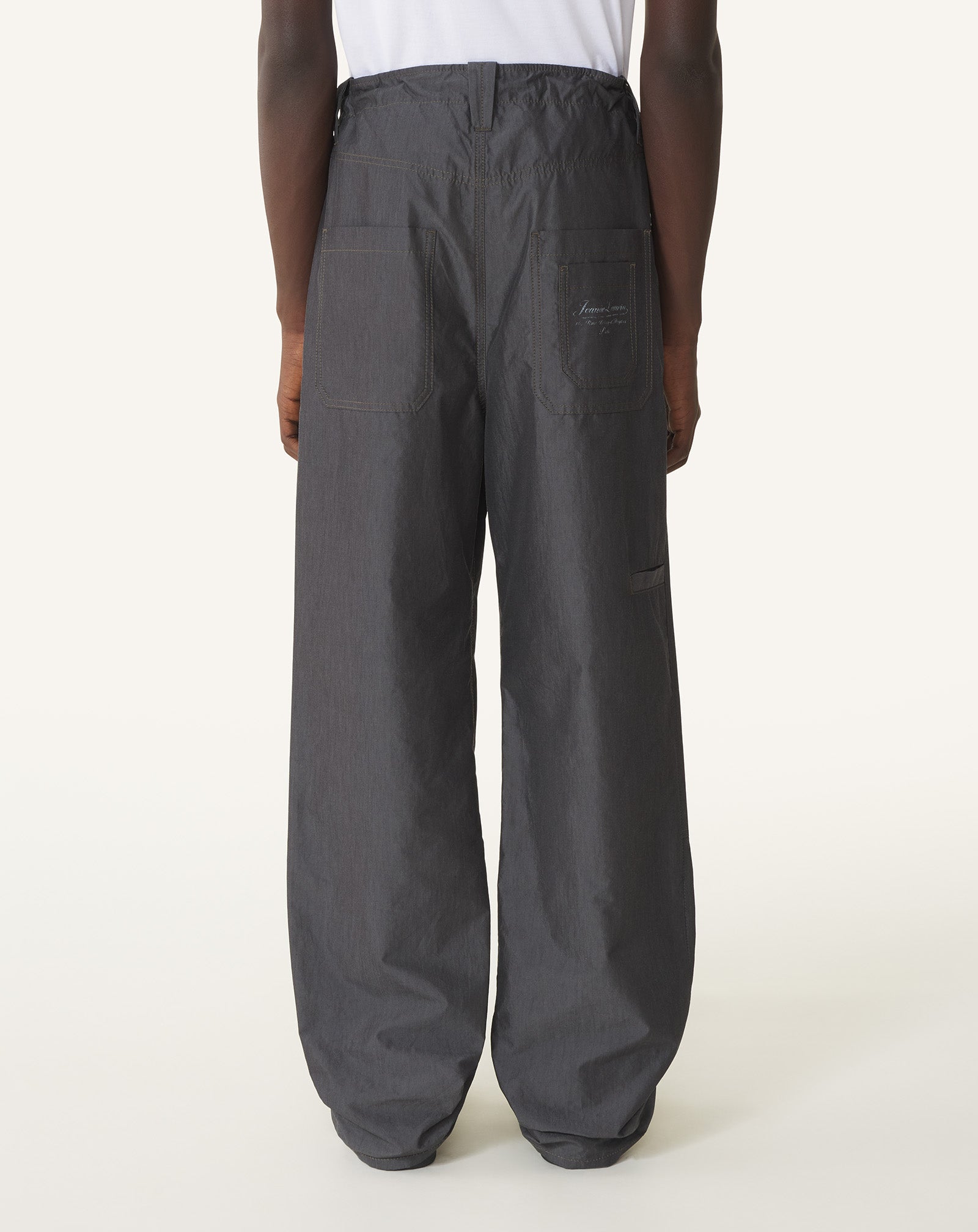 BLACK WIDE-LEG CHAMBRAY PANTS