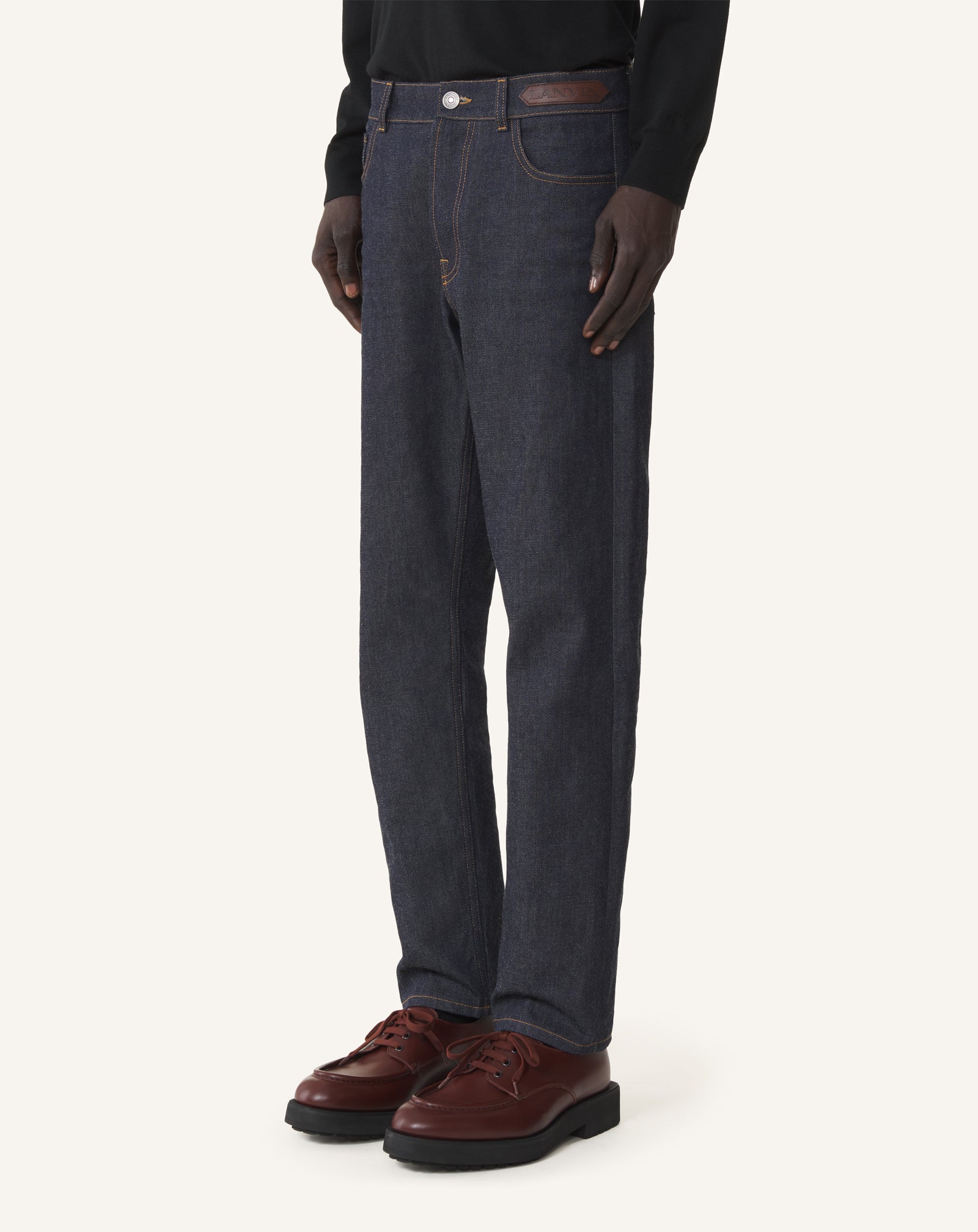 BLUE STRAIGHT-LEG DENIM PANTS