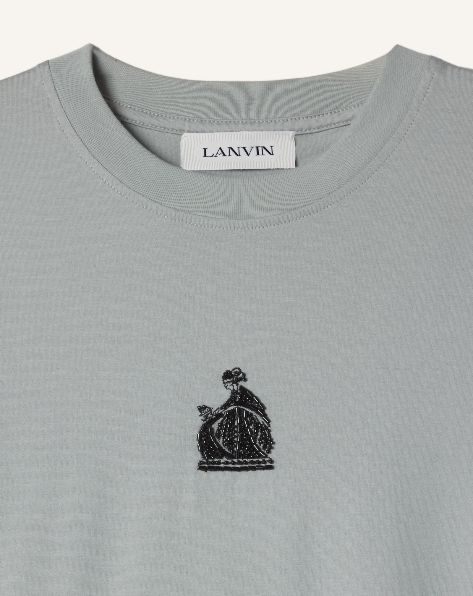 GREY MOTHER AND CHILD EMBROIDERED COTTON JERSEY T-SHIRT
