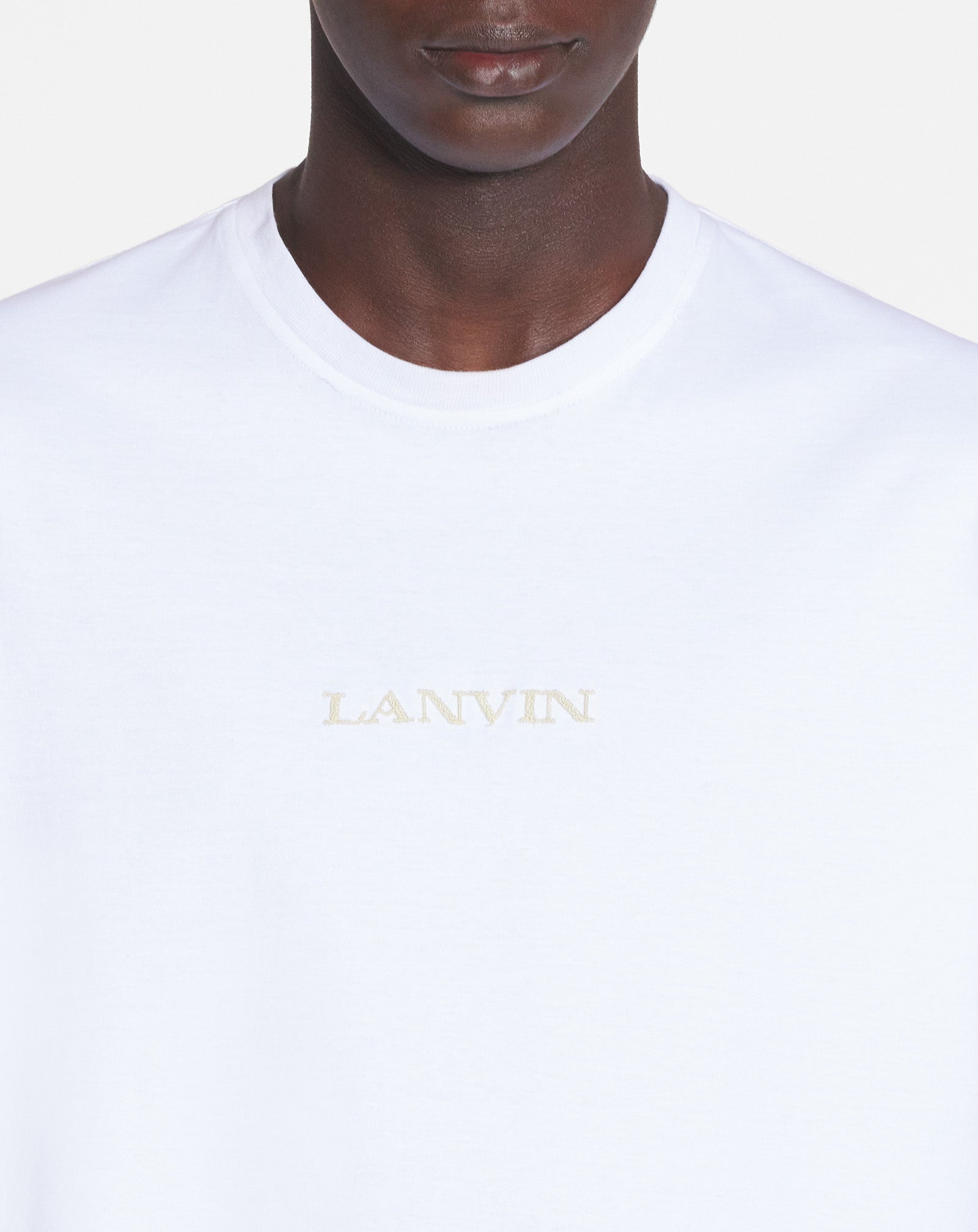 WHITE LANVIN EMBROIDERED T-SHIRT