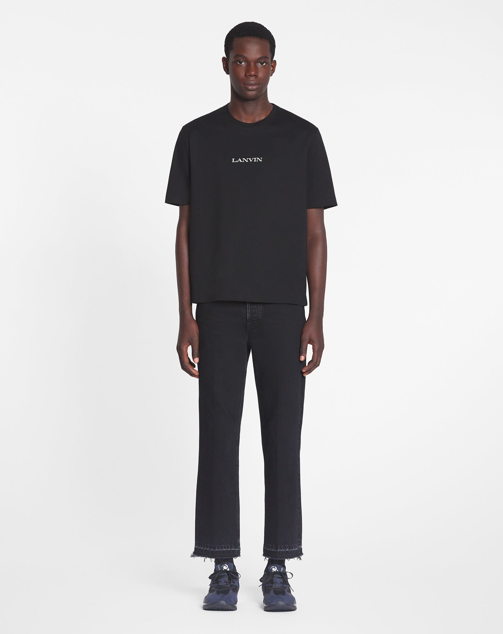 BLACK LANVIN EMBROIDERED T-SHIRT
