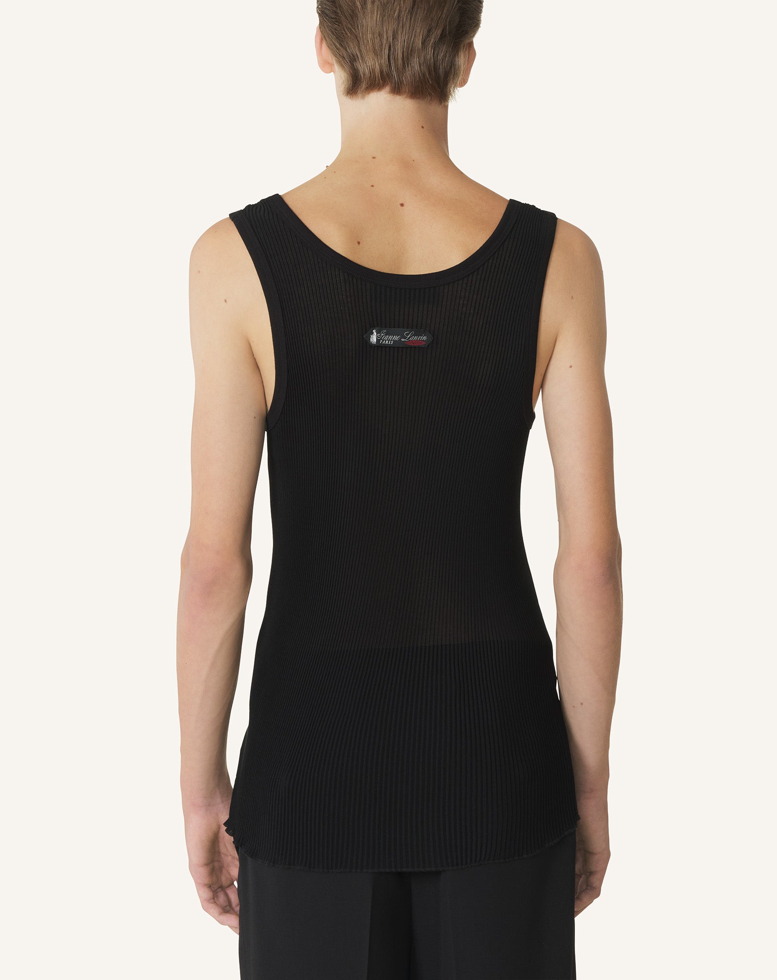 BLACK PLEATED JERSEY TANK TOP