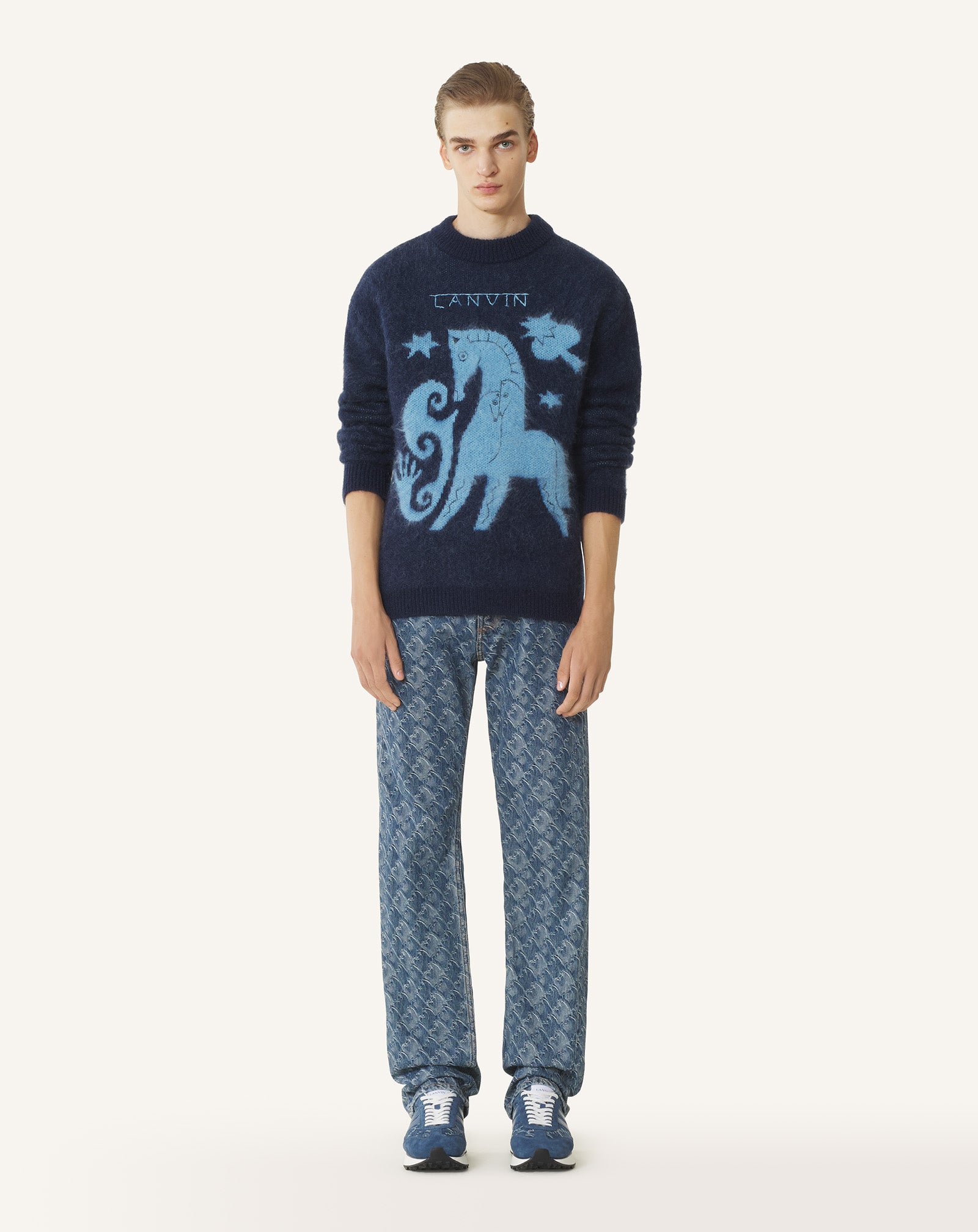 BLUE LUNAR YEAR JACQUARD MOHAIR SWEATER