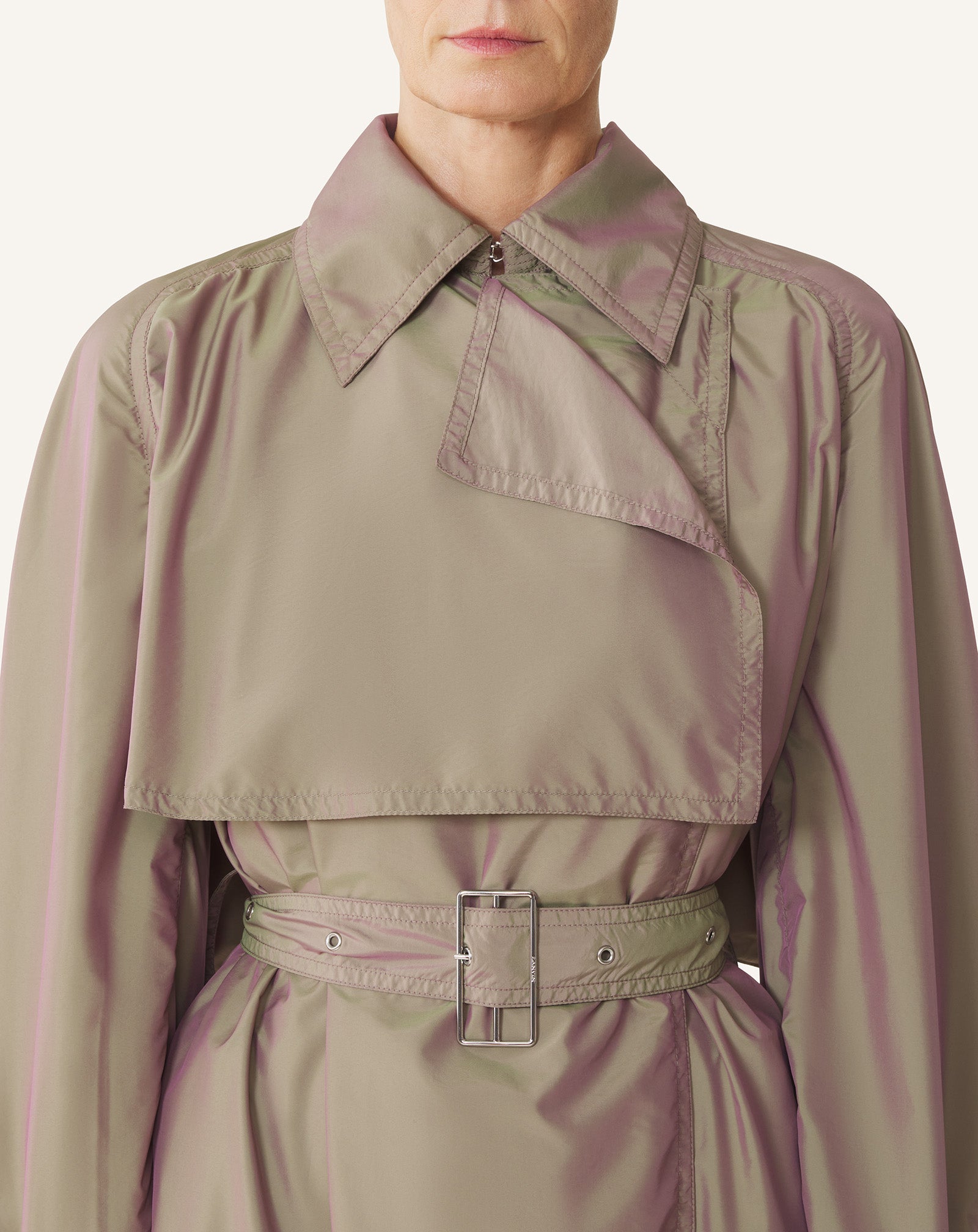 FLOWING TAFFETA TRENCH COAT