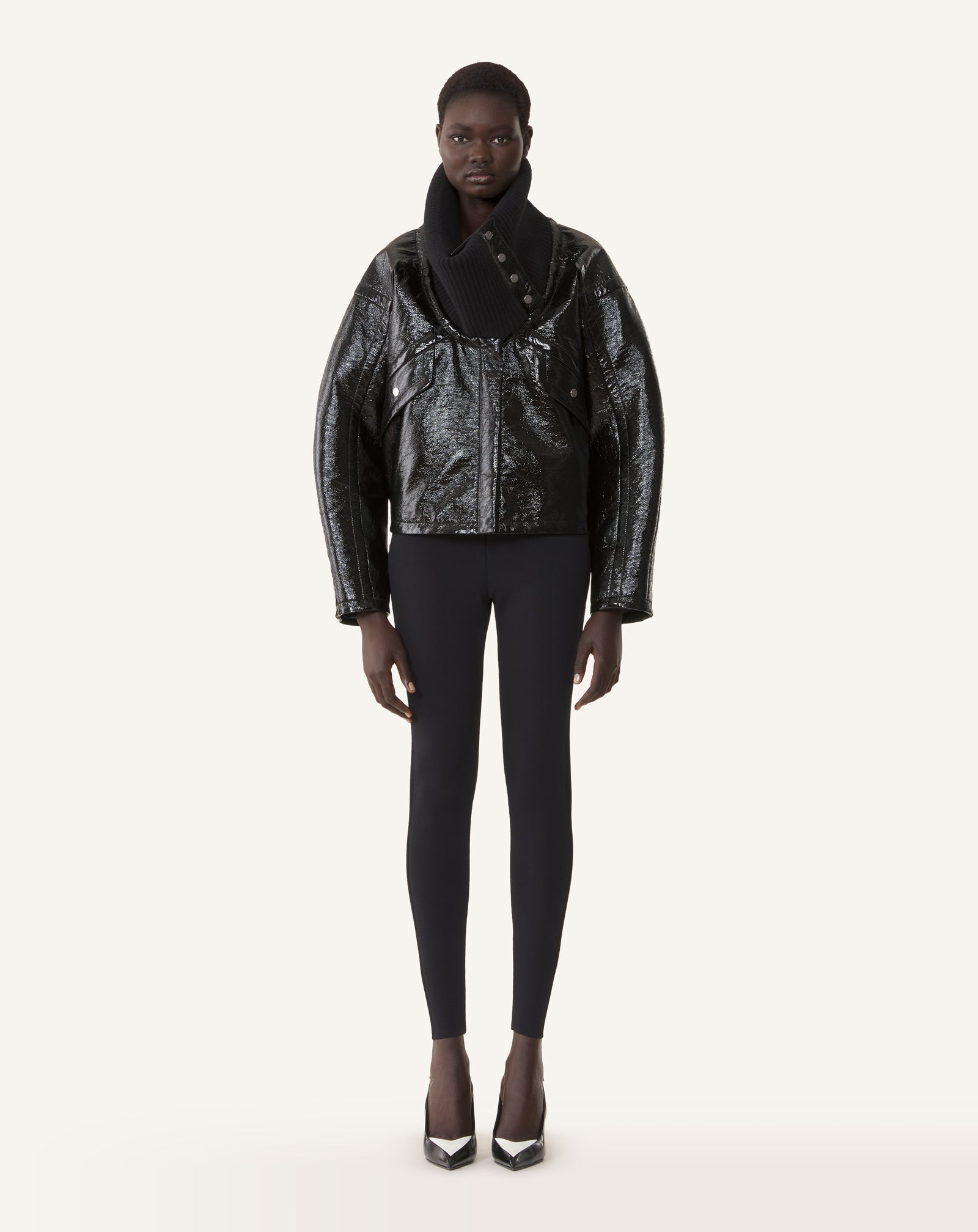 BLACK SHORT VINYL COAT