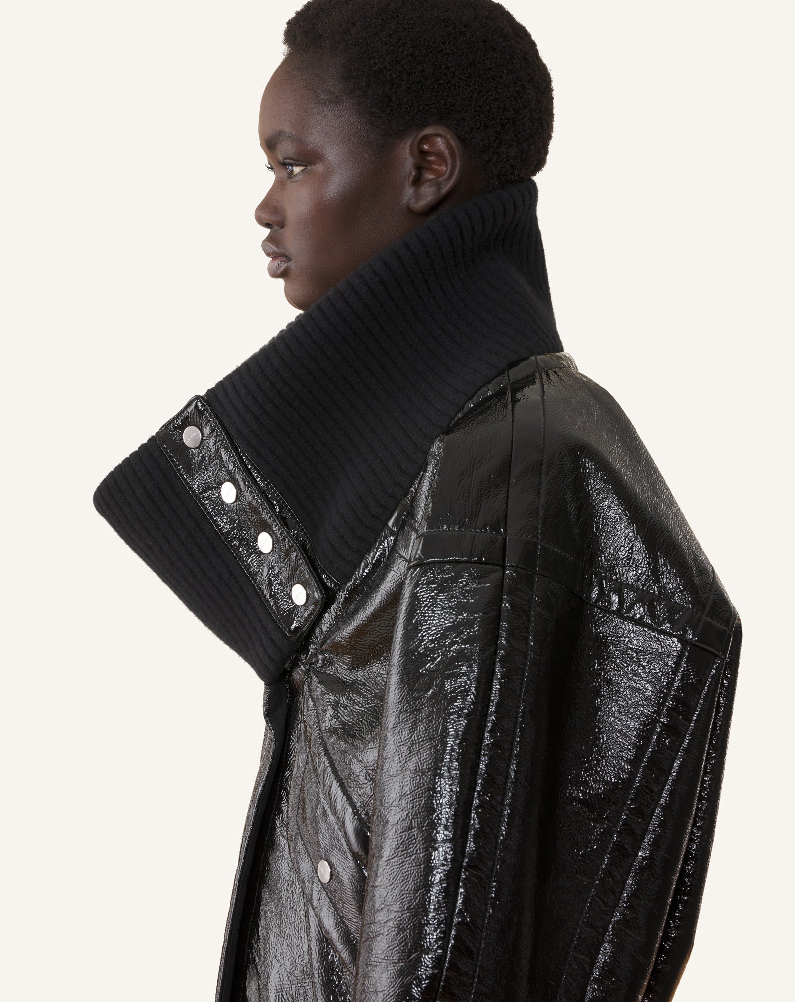 BLACK SHORT VINYL COAT