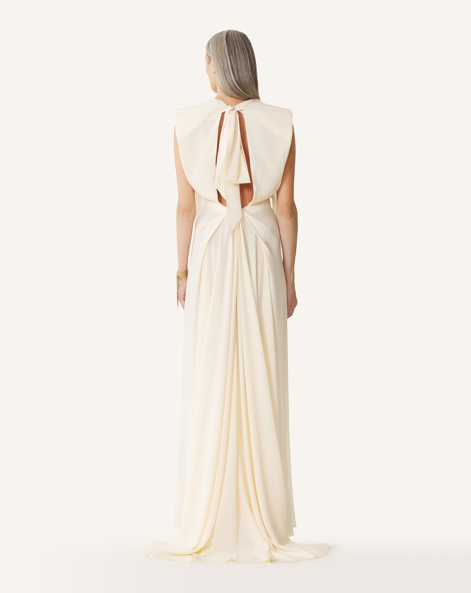WHITE LONG DRESS IN SILK GEORGETTE