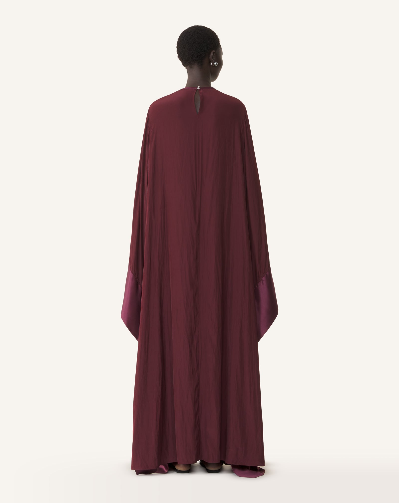 RED FULL-LENGTH CHARMEUSE DRESS