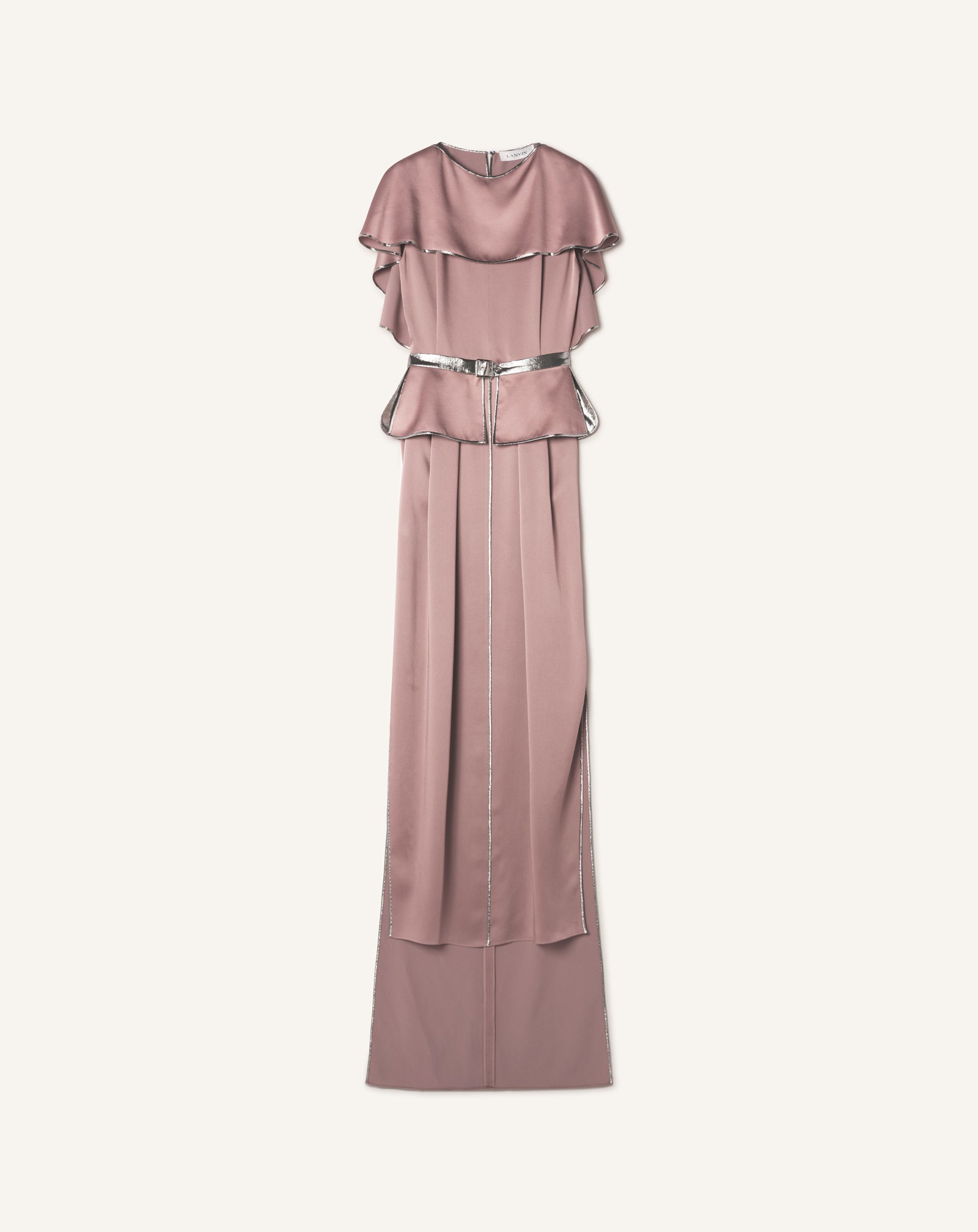 PINK LONG SATIN DRESS WITH BASQUE