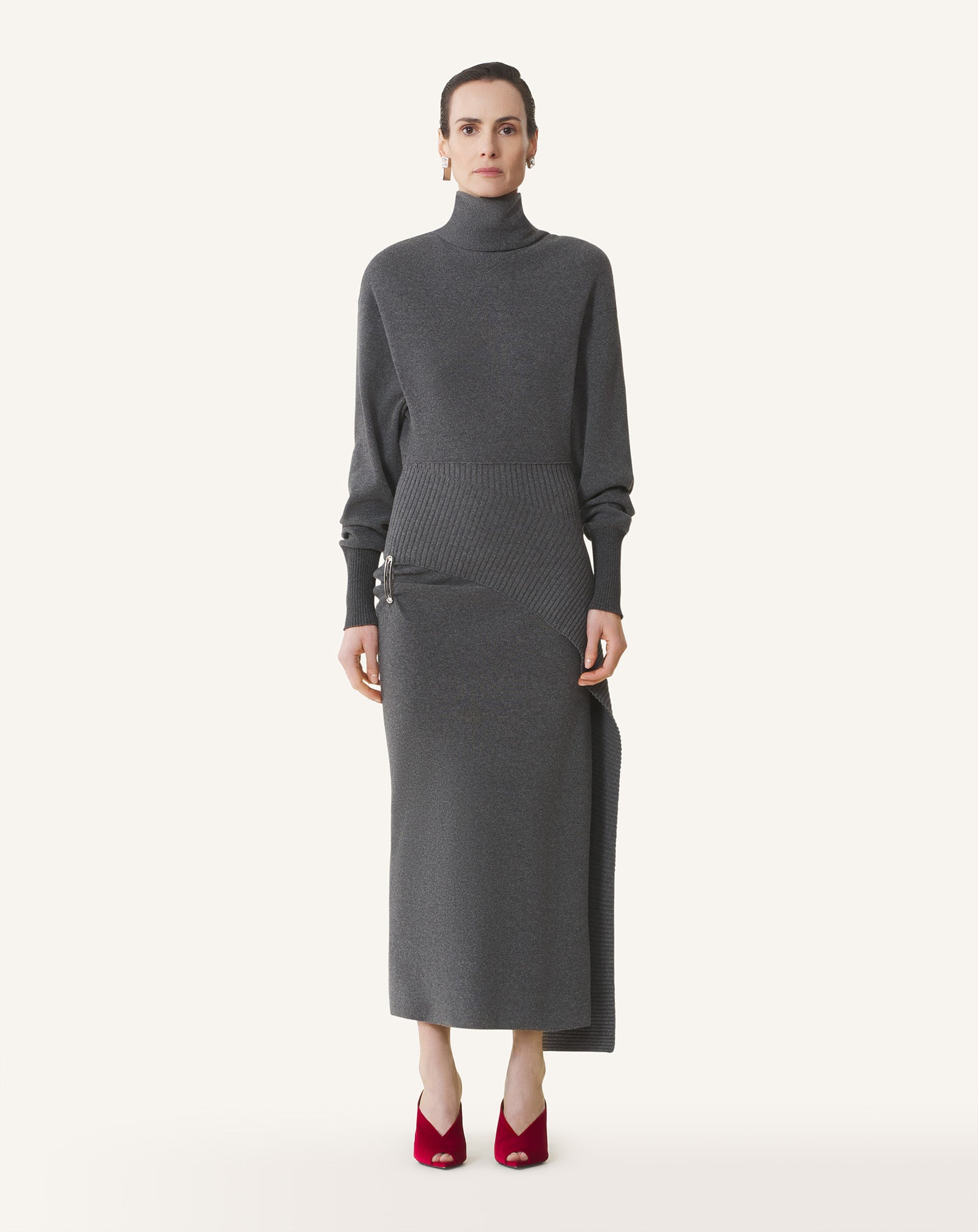 Grey Wool And Cashmere Midi Dress | Lanvin