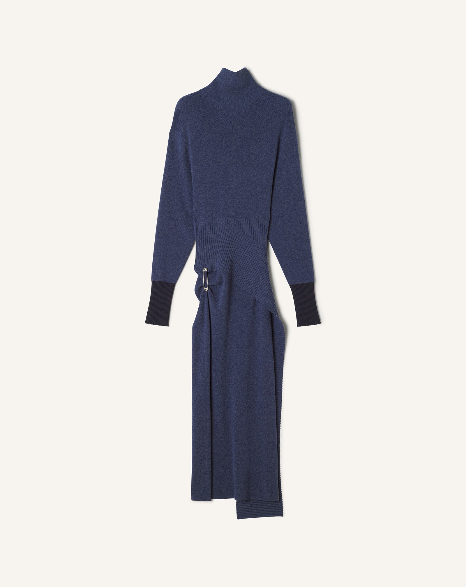 BLUE WOOL AND CASHMERE MIDI DRESS