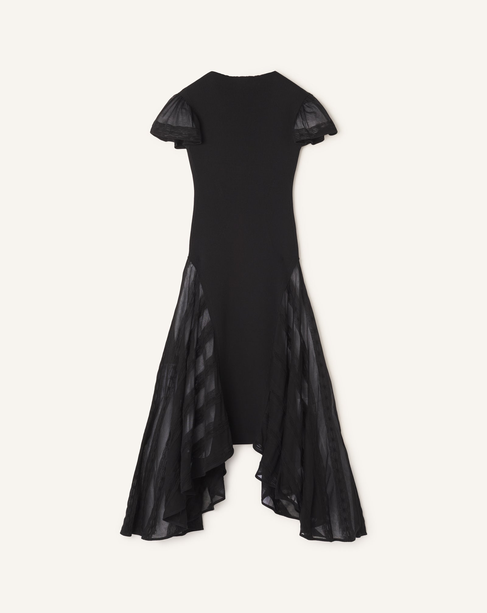 BLACK GODET-FLARE DRESS IN SILK AND COTTON