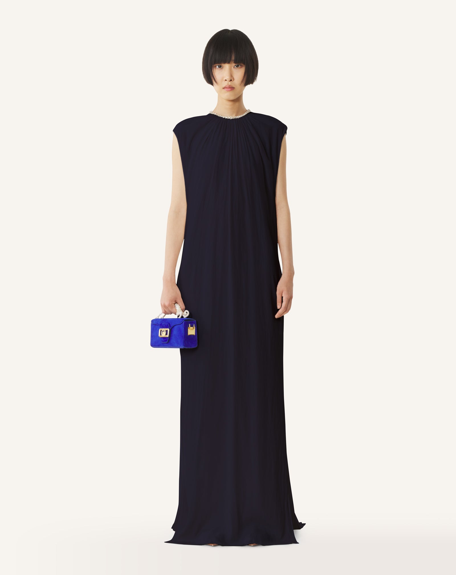 EMBROIDERED DRESS IN CHARMEUSE