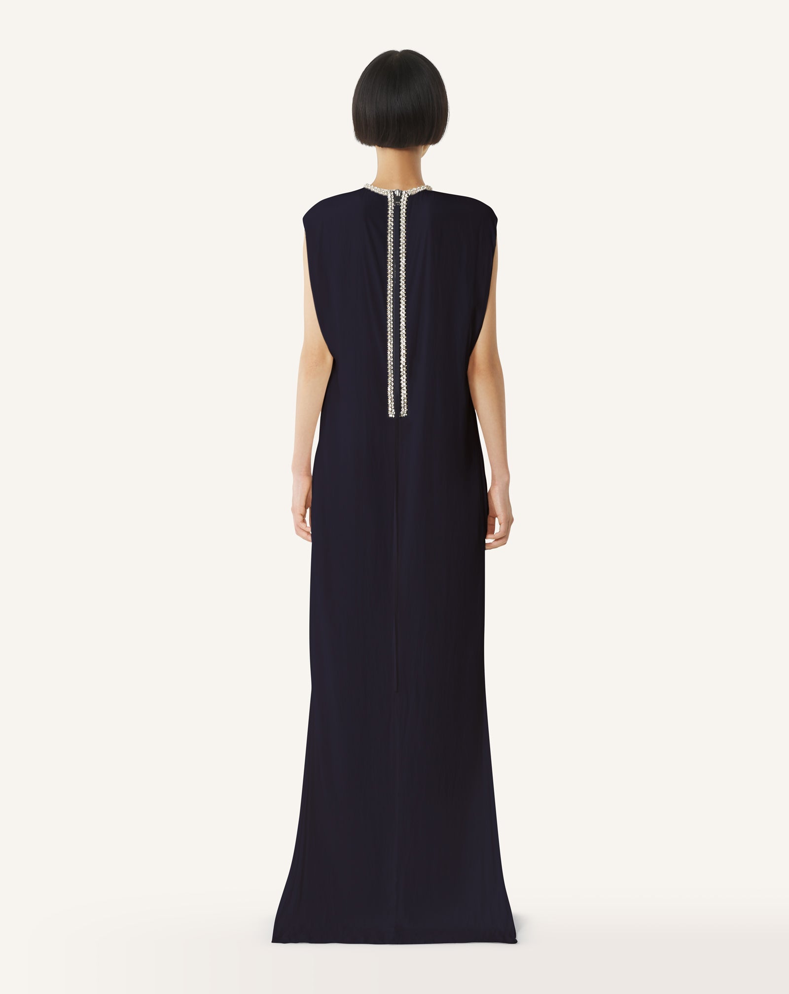 BLUE EMBROIDERED DRESS IN CHARMEUSE