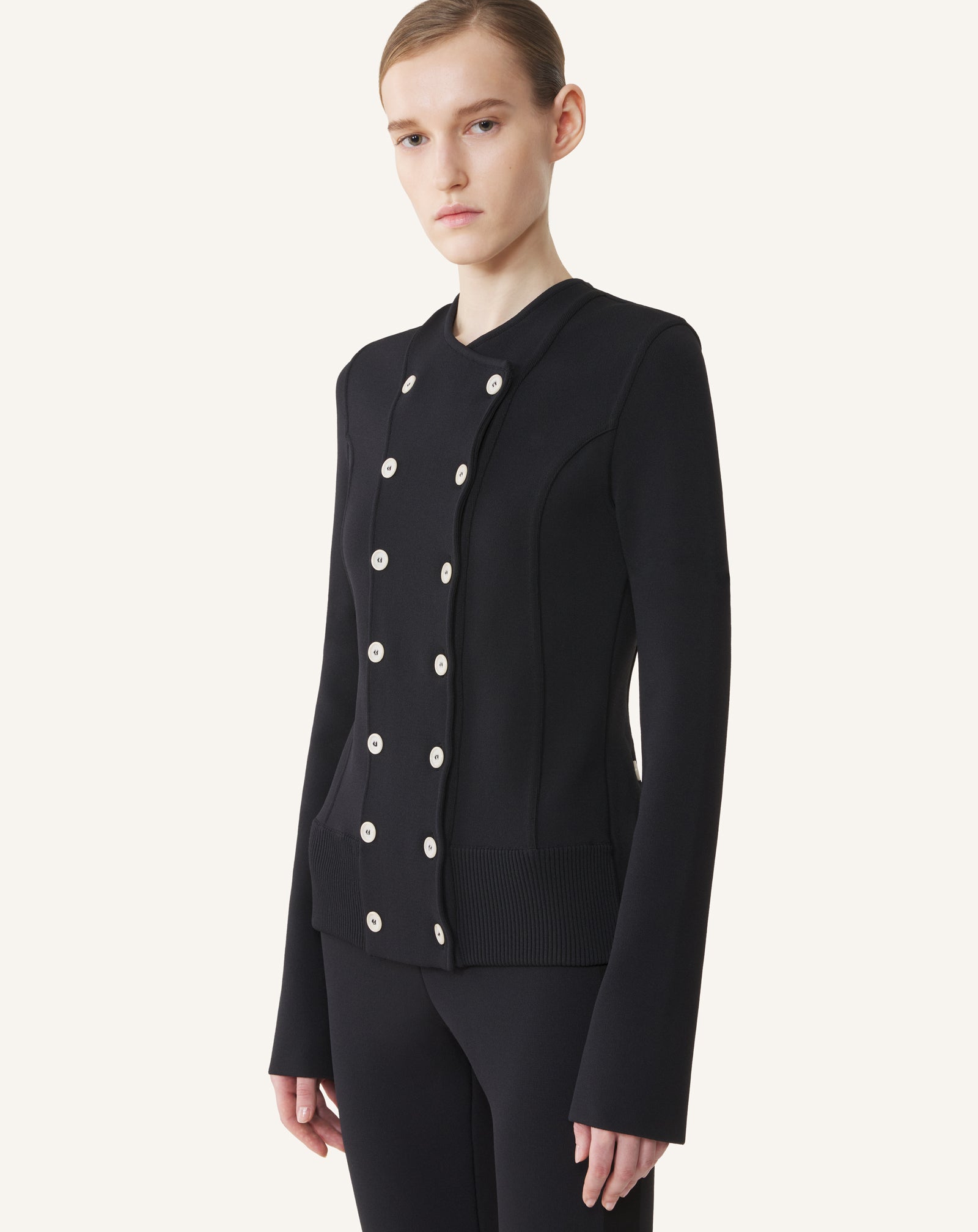 BLACK KNITTED SUIT JACKET