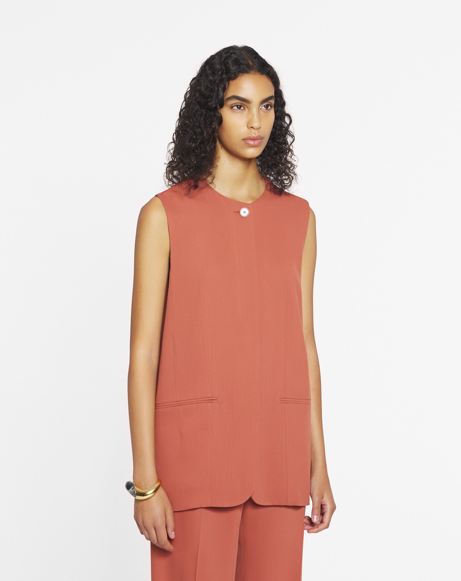 SLEEVELESS JACKET IN WOOL AND VISCOSE